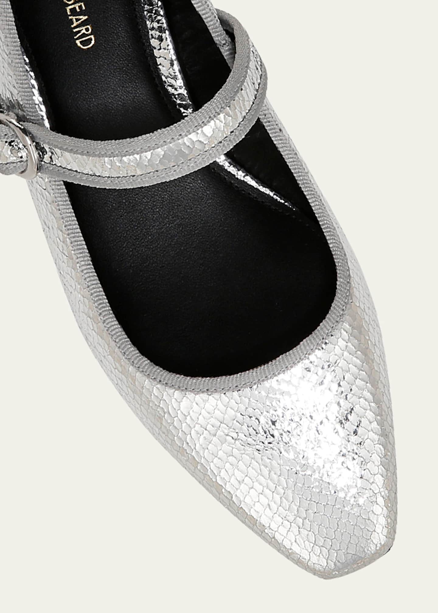 Veronica Beard Cade Metallic Mary Jane Ballerina Pumps Image 4 of 5