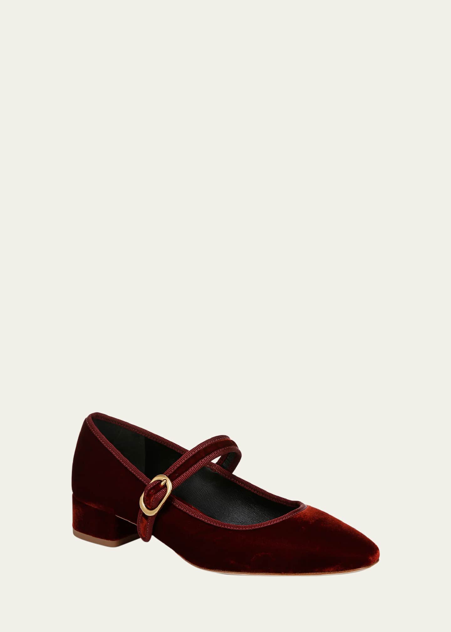 Veronica Beard Cade Velvet Mary Jane Ballerina Pumps Image 2 of 6