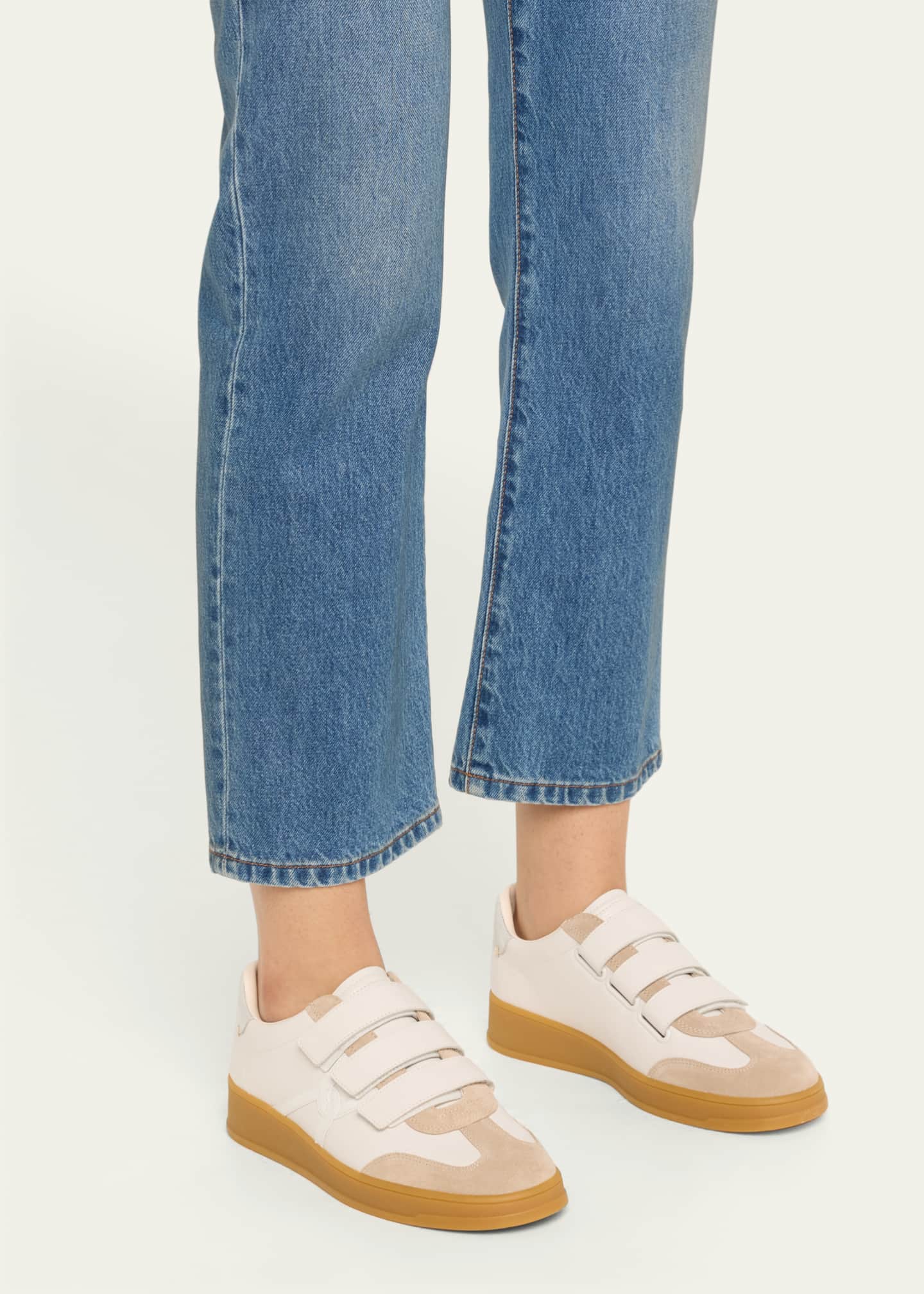 Veronica Beard Reagan Mixed Leather Triple-Grip Sneakers Image 2 of 6