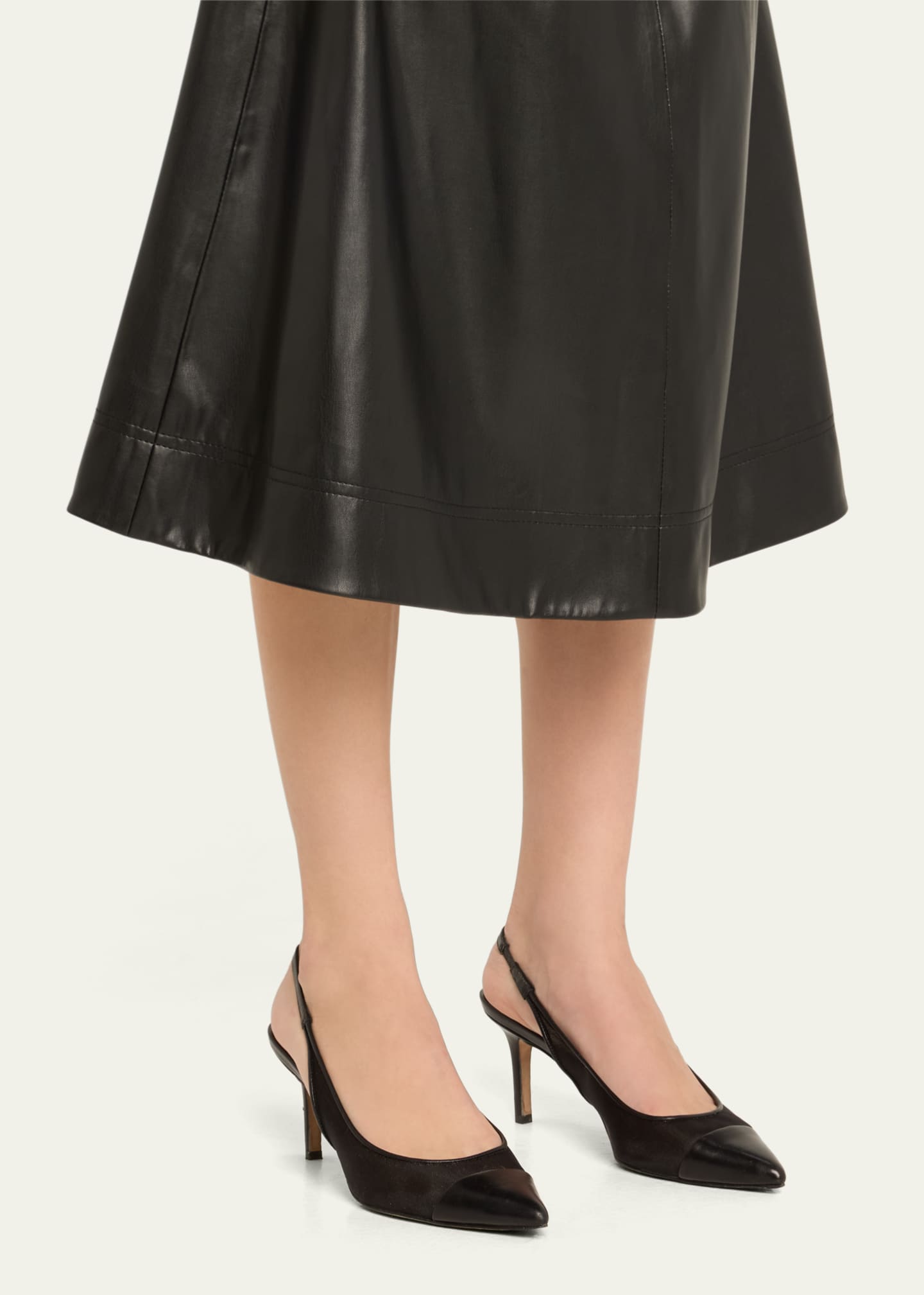 Veronica Beard Callie Leather Cap-Toe Slingback Pumps Image 2 of 5