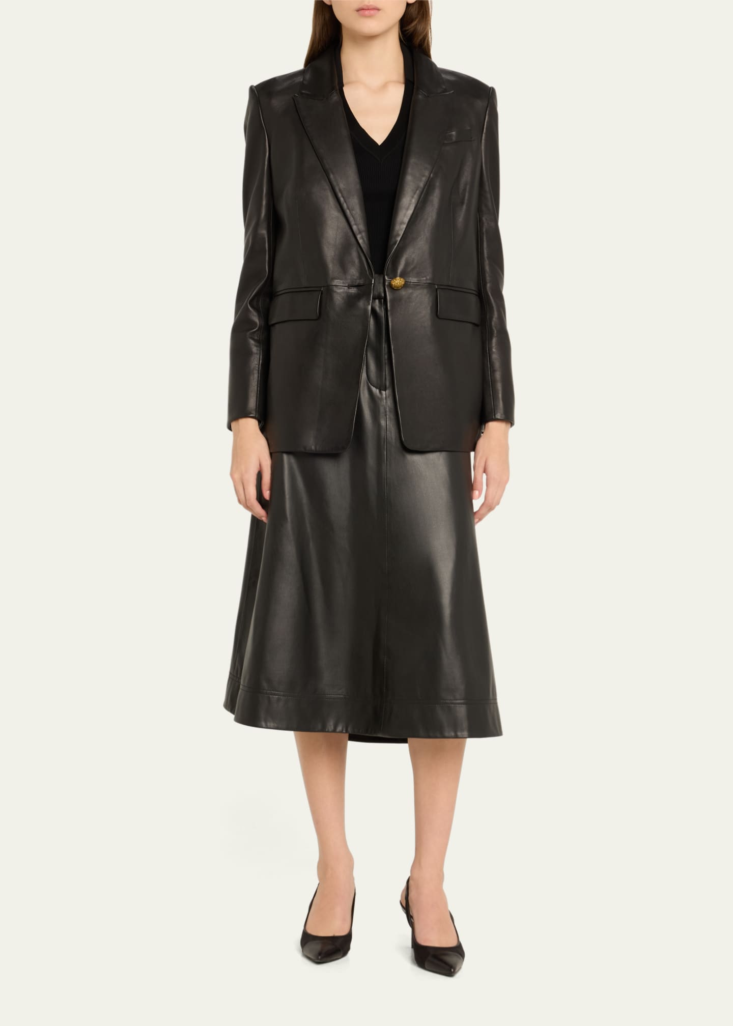 Veronica Beard Callie Leather Cap-Toe Slingback Pumps Image 3 of 5
