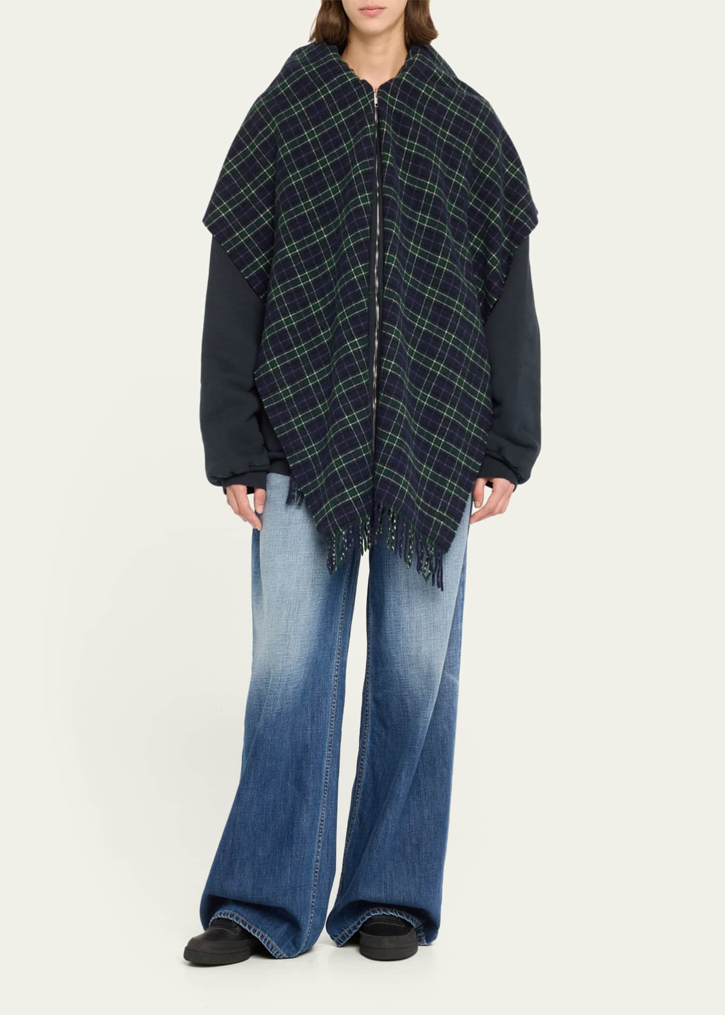 Balenciaga Scarf Zip-Up Hoodie in Deep Blue & Black | FWRD