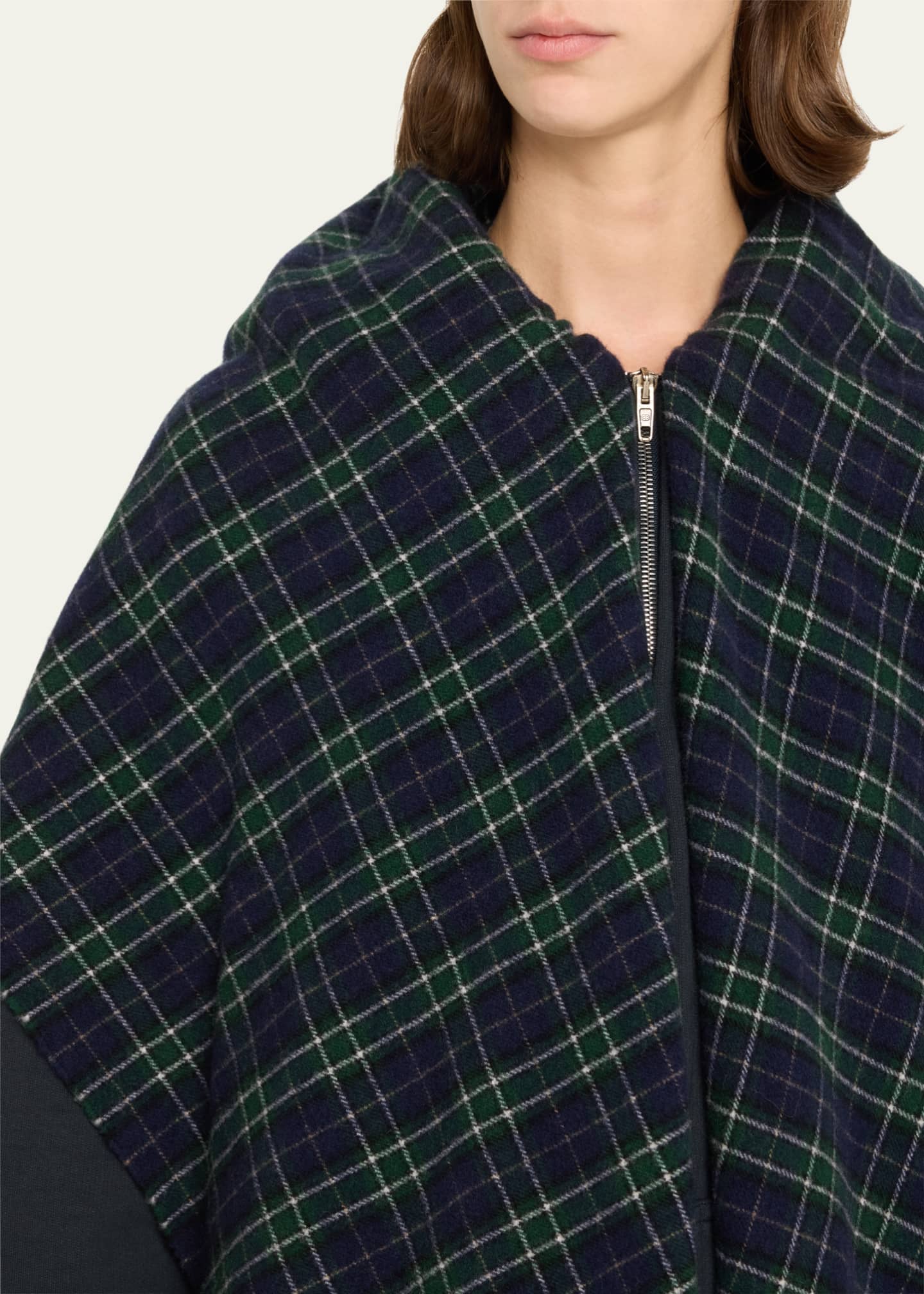 Balenciaga Oversized Plaid Scarf Zip Up Hoodie - Bergdorf
