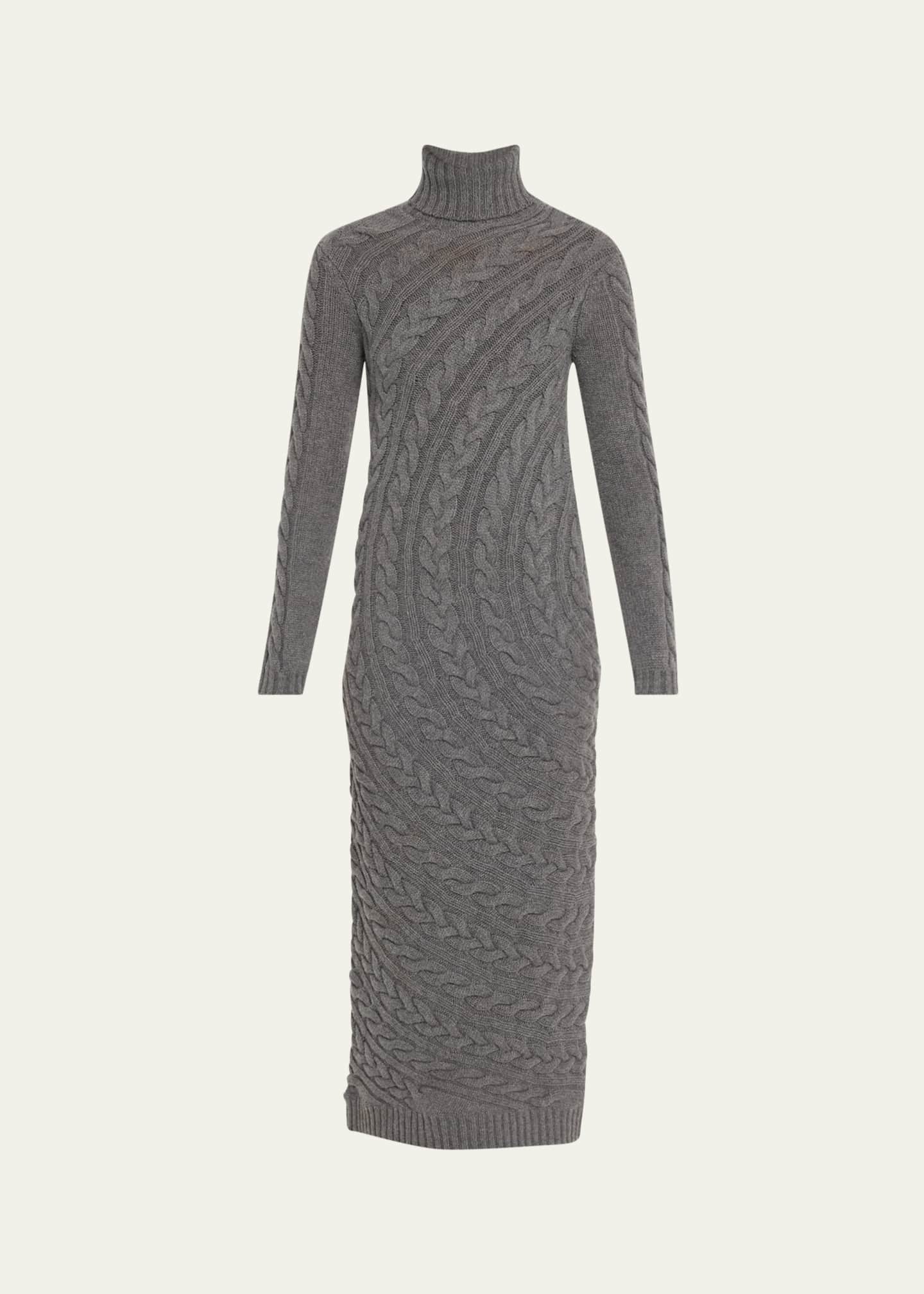 Max Mara Arte Turtleneck Cable Knit Maxi Sweater Dress Bergdorf Goodman