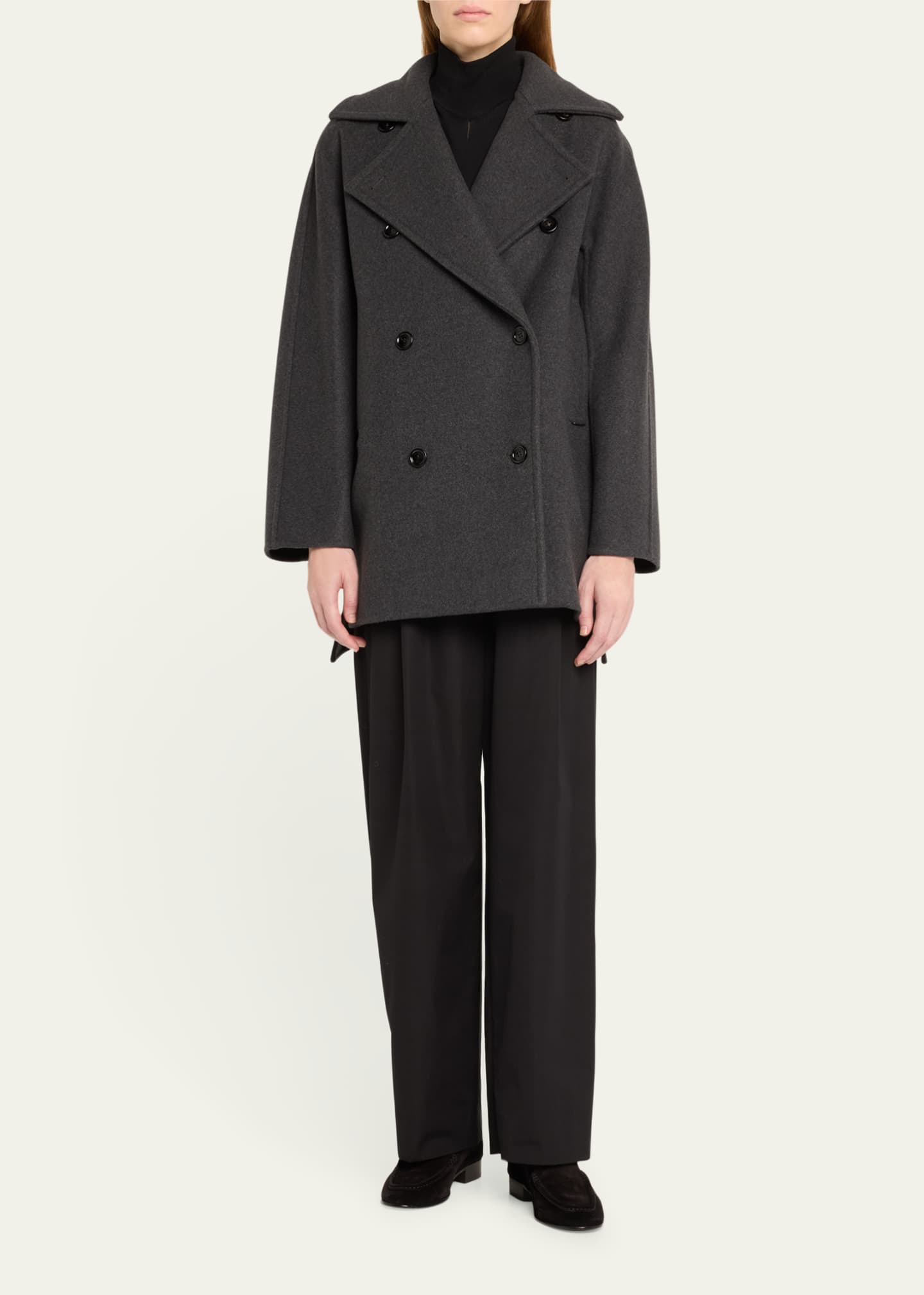 Max Mara Asturie Tiered-Ruffle Double-Breasted Coat Image 2 of 5