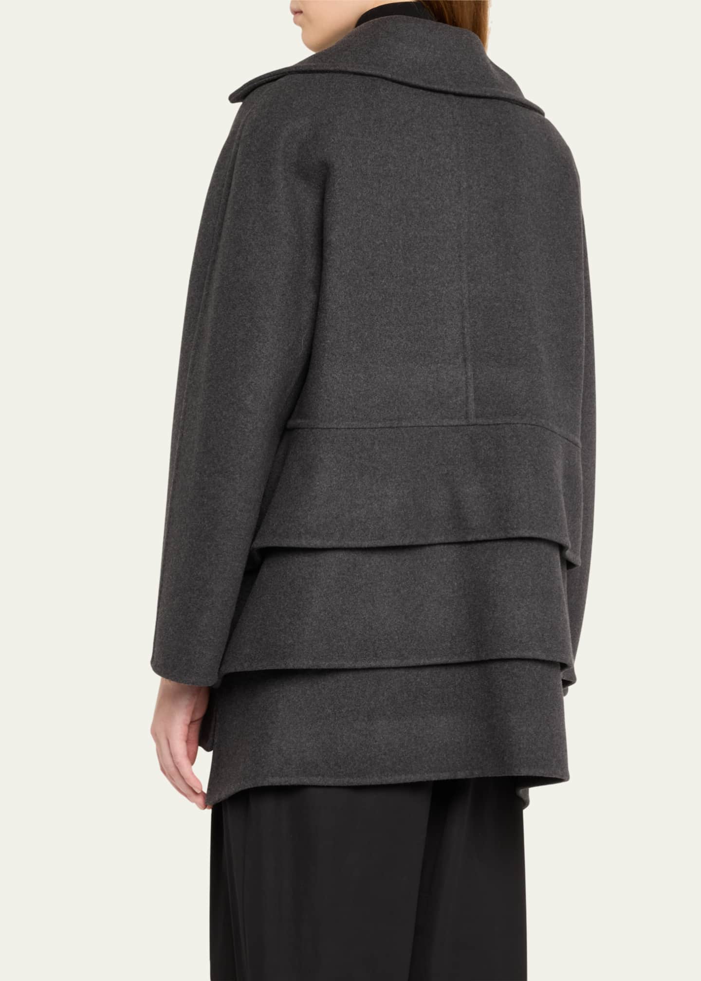 Max Mara Asturie Tiered-Ruffle Double-Breasted Coat Image 3 of 5