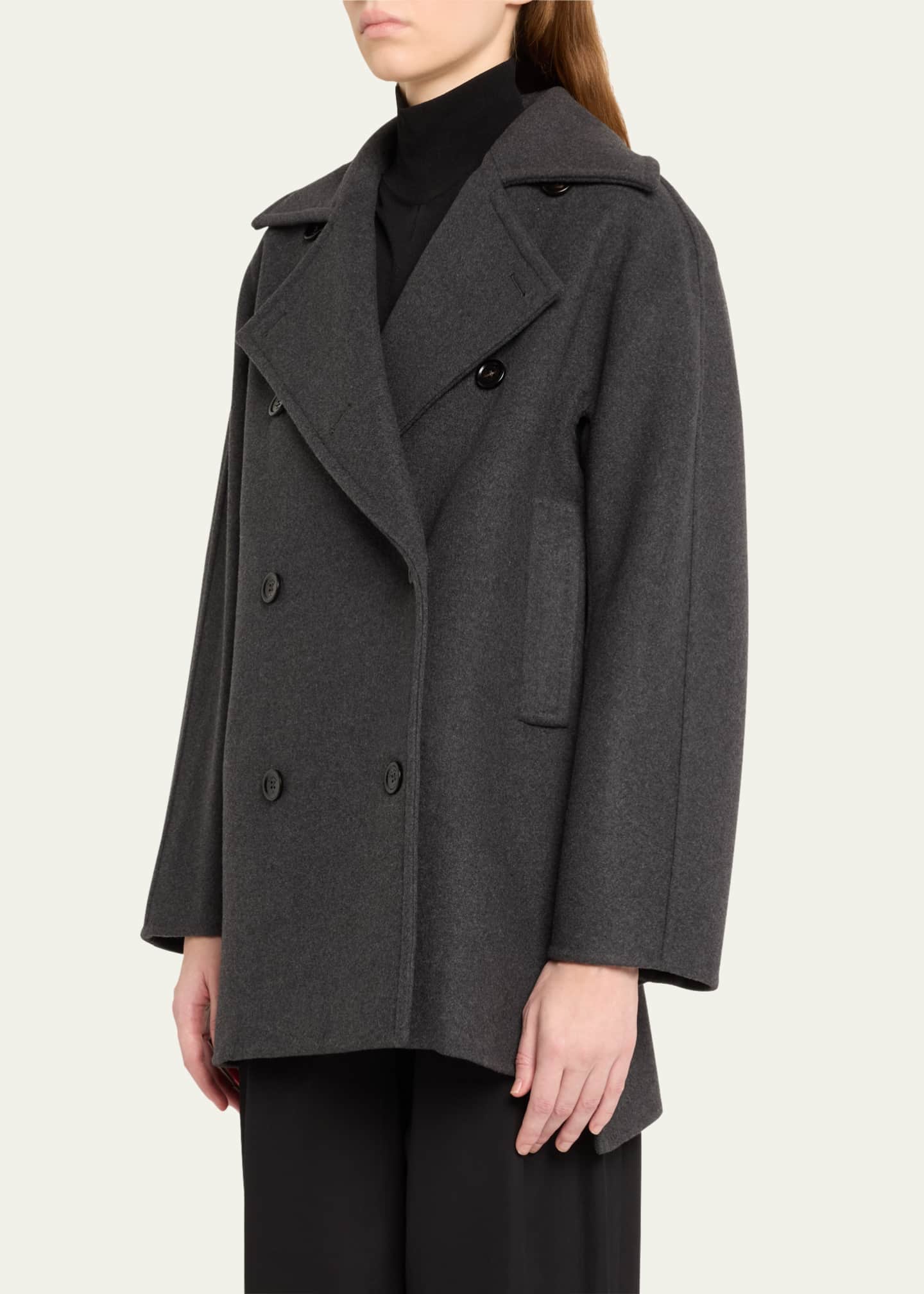 Max Mara Asturie Tiered-Ruffle Double-Breasted Coat Image 4 of 5