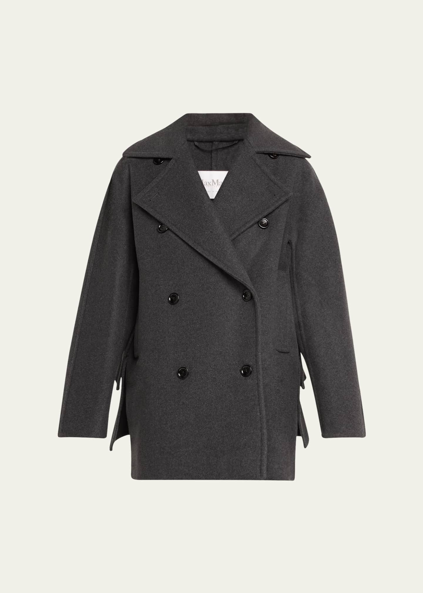 Max Mara Asturie Tiered-Ruffle Double-Breasted Coat Image 1 of 5