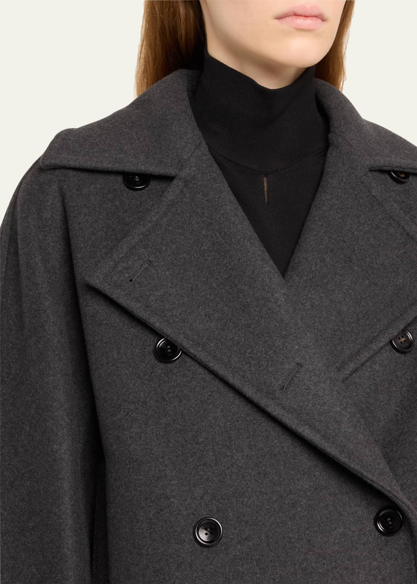 Max Mara Asturie Tiered-Ruffle Double-Breasted Coat Image 5 of 5