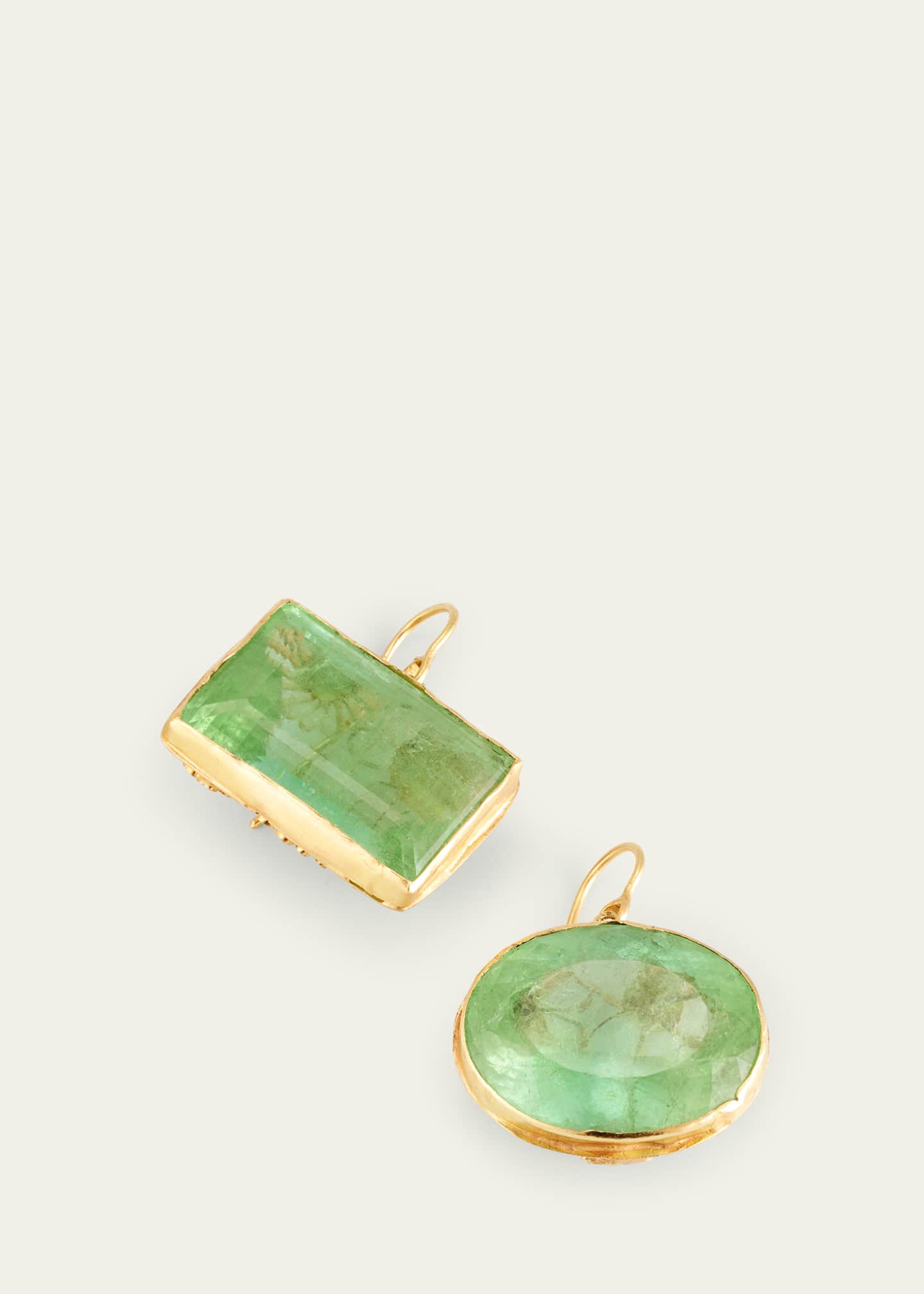 JUDY GEIB 18K Yellow Gold Mismatched Earrings with Mint Green Tourmalines Image 3 of 4