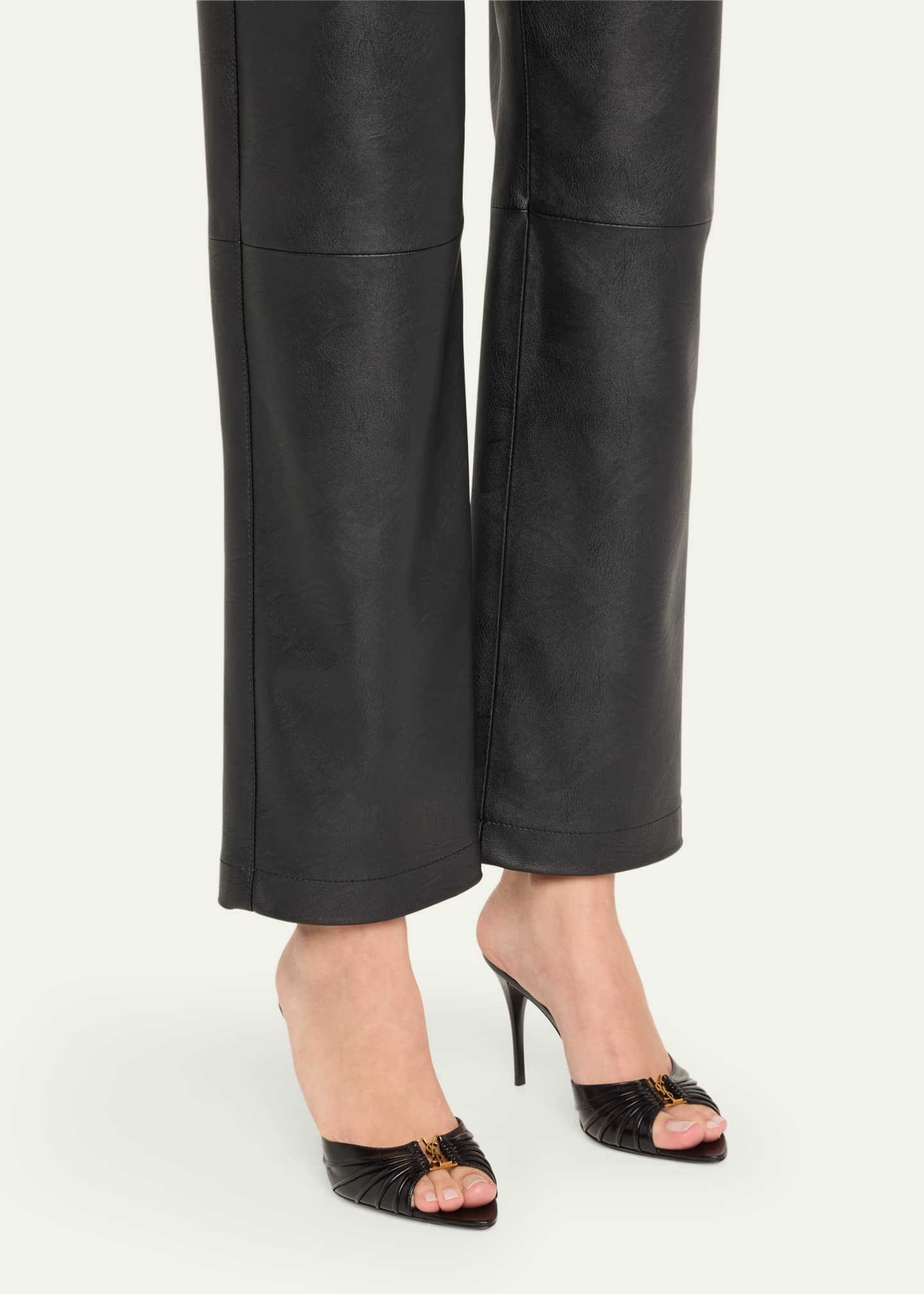Saint Laurent Babylone YSL Ruched Leather Mule Sandals Image 2 of 6