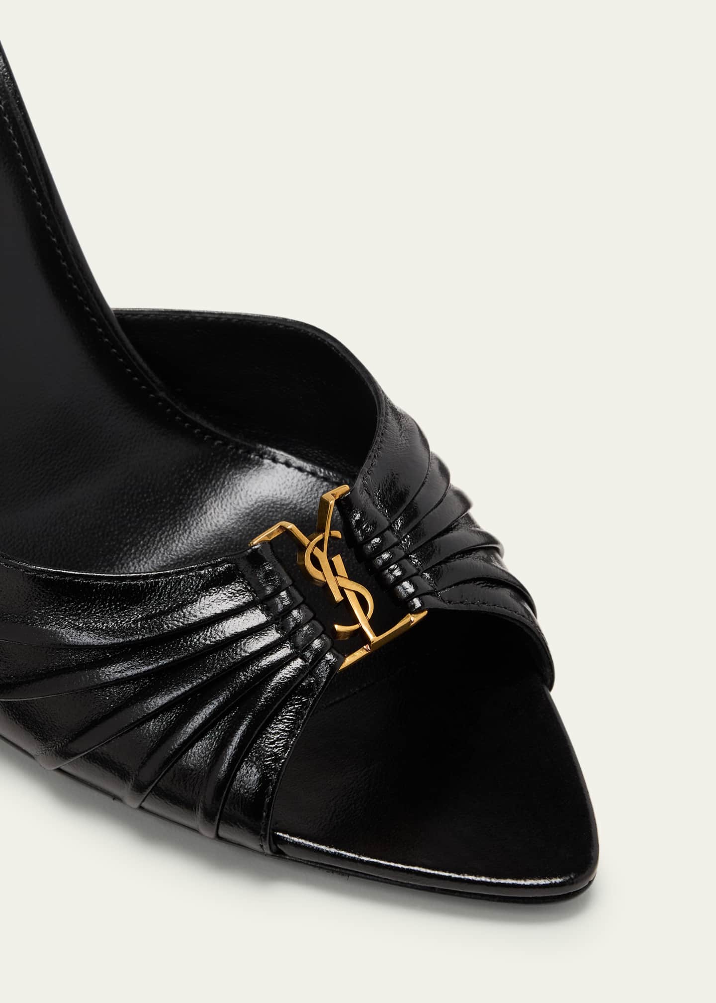 Saint Laurent Babylone YSL Ruched Leather Mule Sandals Image 5 of 6