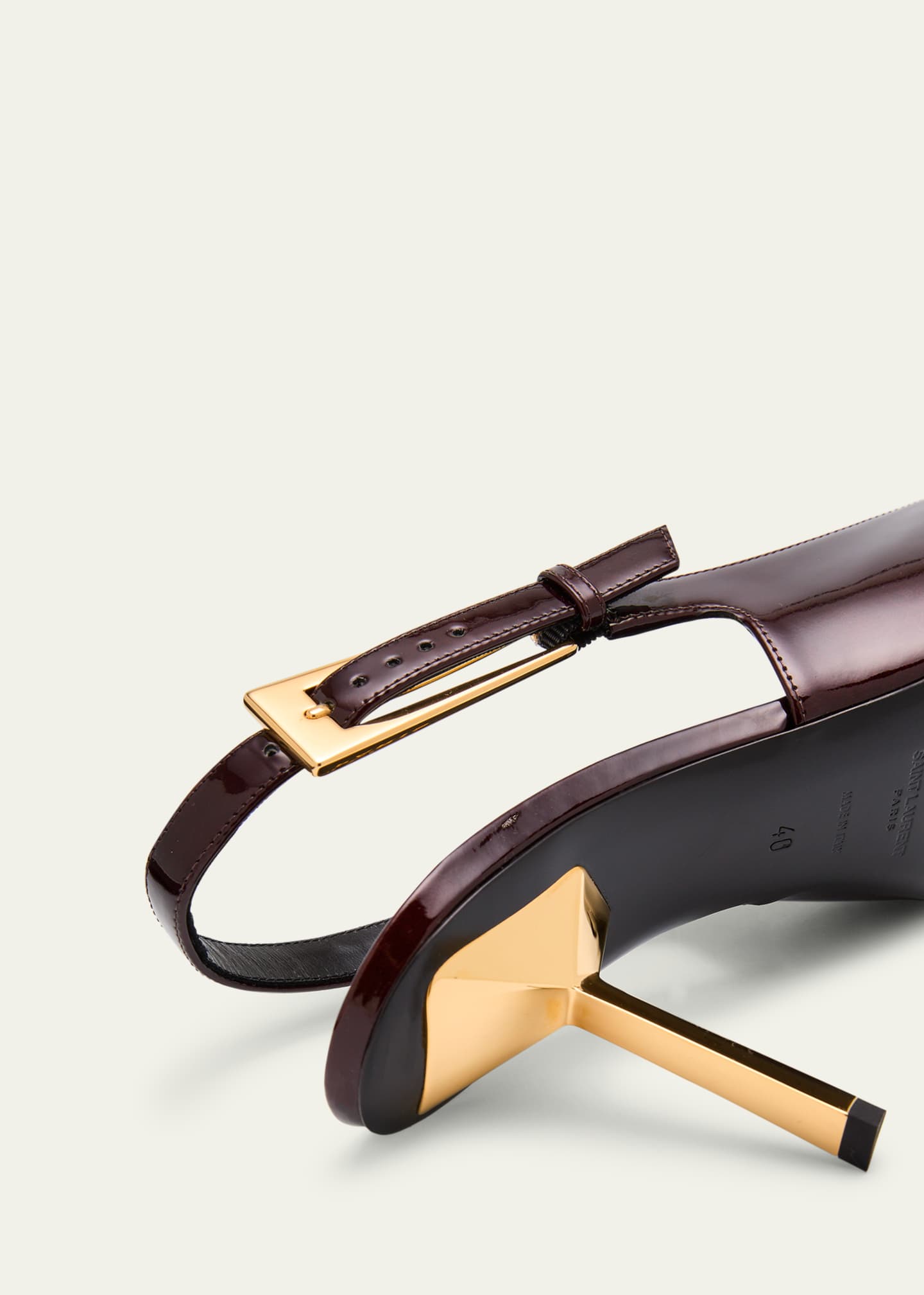Saint Laurent Lee Glossy Slingback Pumps Image 3 of 4