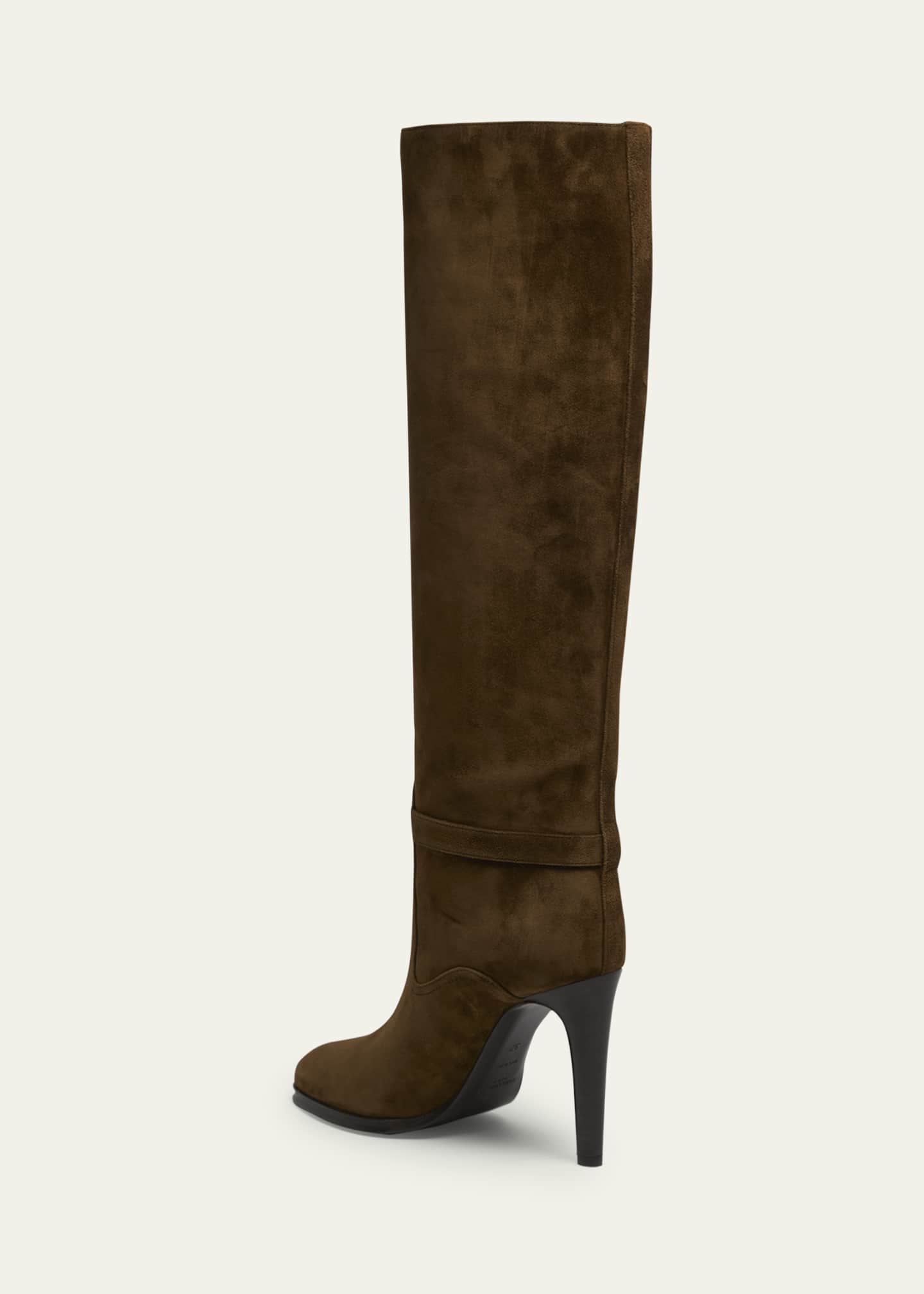 Saint Laurent Diane Suede YSL Buckle Knee Boots Image 4 of 5