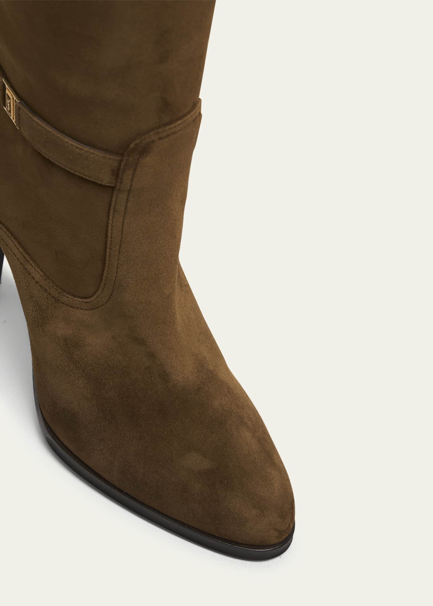 Saint Laurent Diane Suede YSL Buckle Knee Boots Image 5 of 5