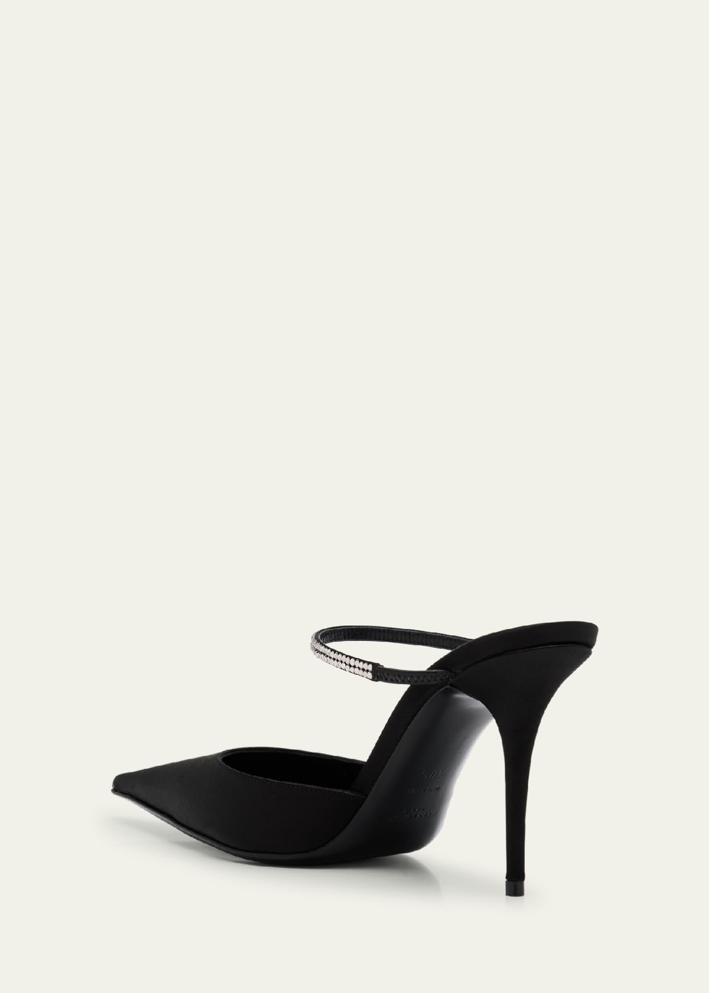Saint Laurent Barbara Crystal-Embellished Satin Mule Pumps Image 4 of 6