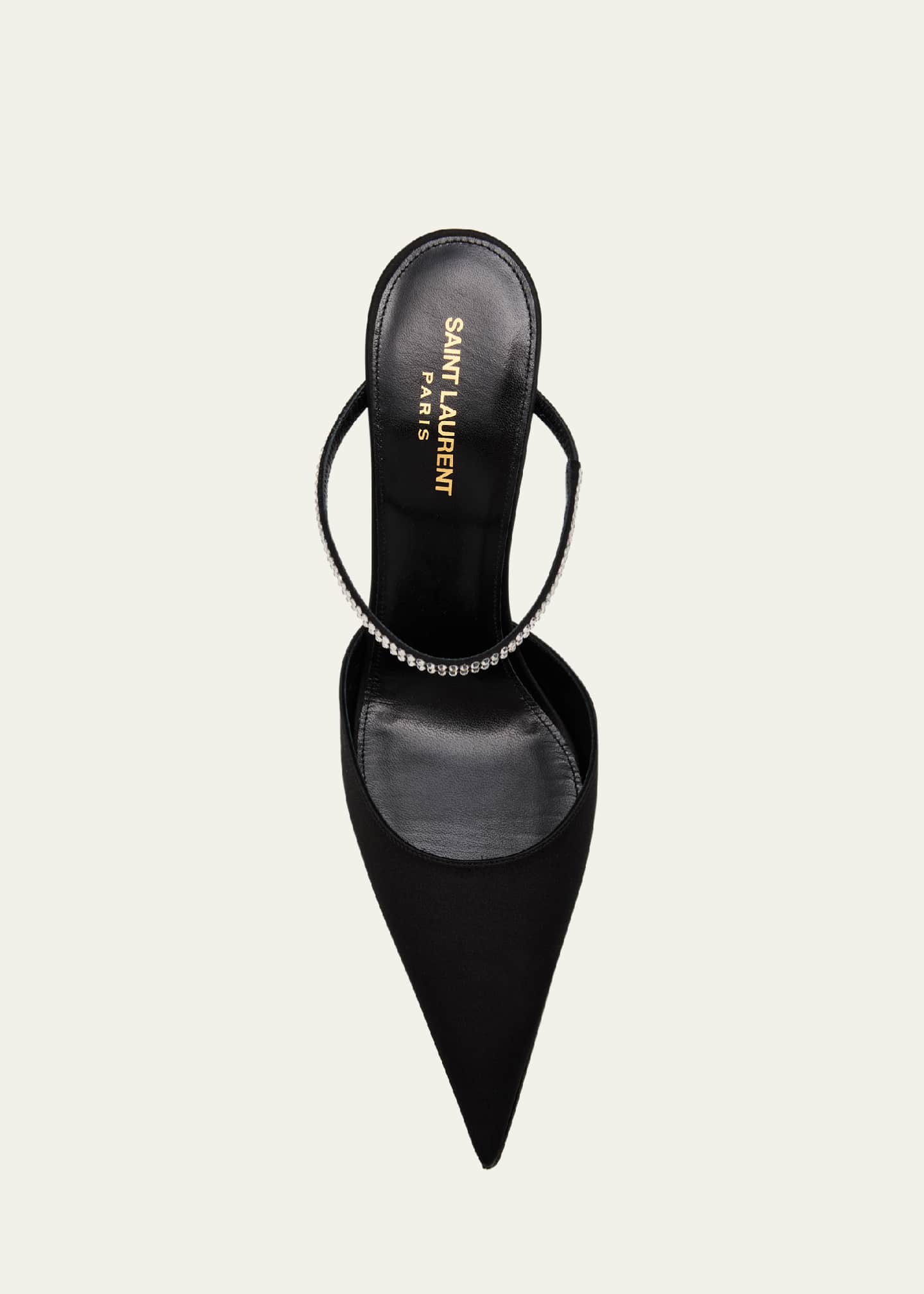 Saint Laurent Barbara Crystal-Embellished Satin Mule Pumps Image 6 of 6