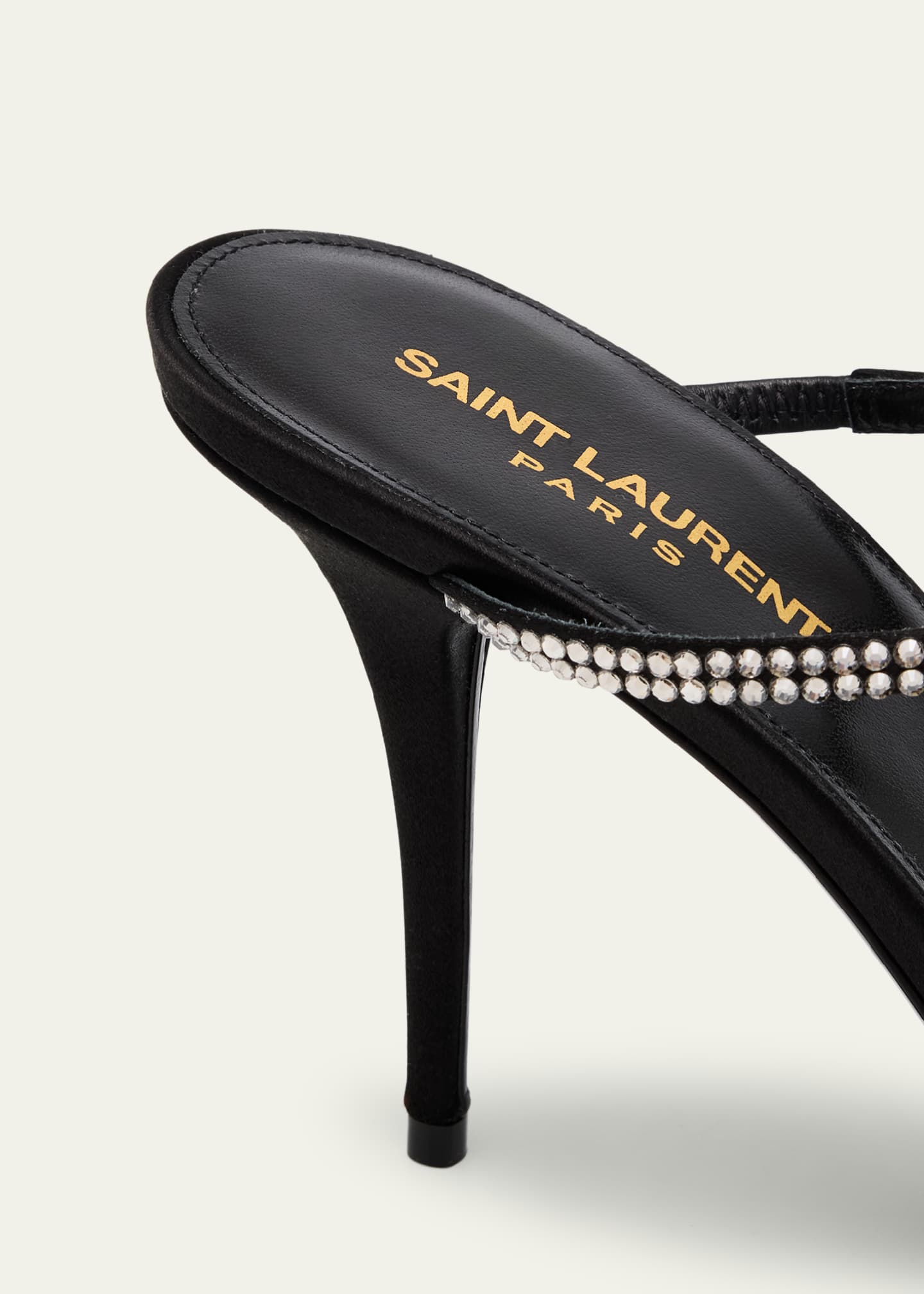 Saint Laurent Barbara Crystal-Embellished Satin Mule Pumps Image 5 of 6