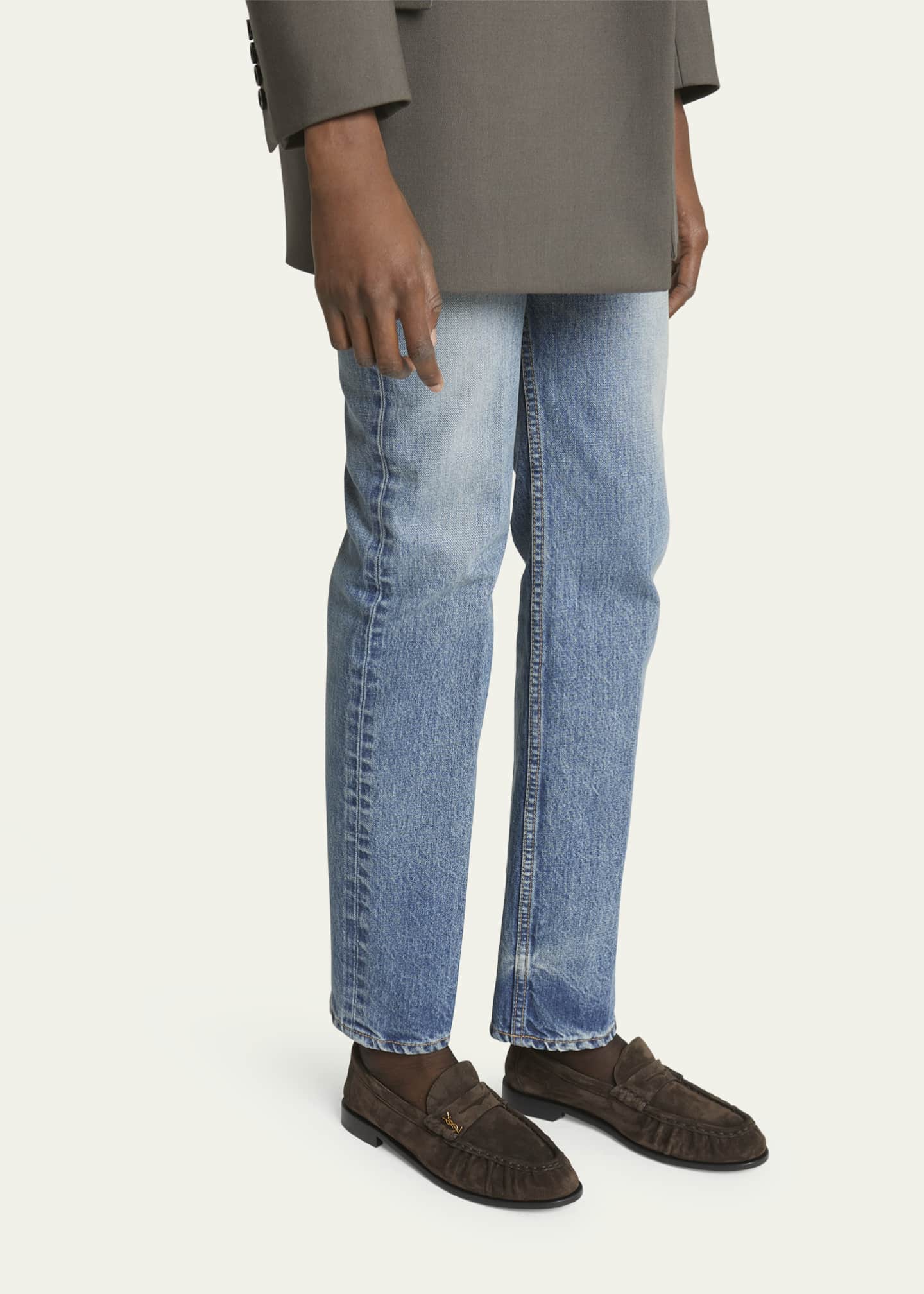 Saint Laurent Suede YSL Penny Loafers Image 2 of 5