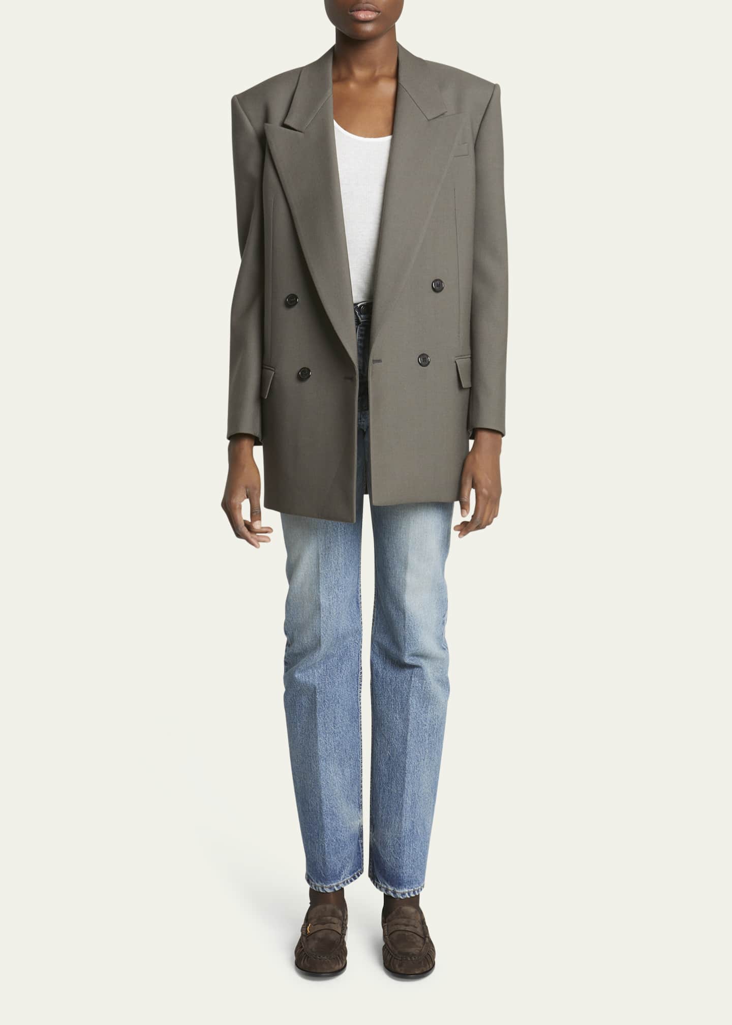 Saint Laurent Suede YSL Penny Loafers Image 3 of 5