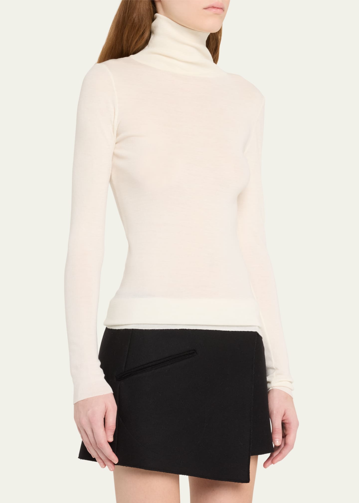 Sheer Wool Turtleneck Top