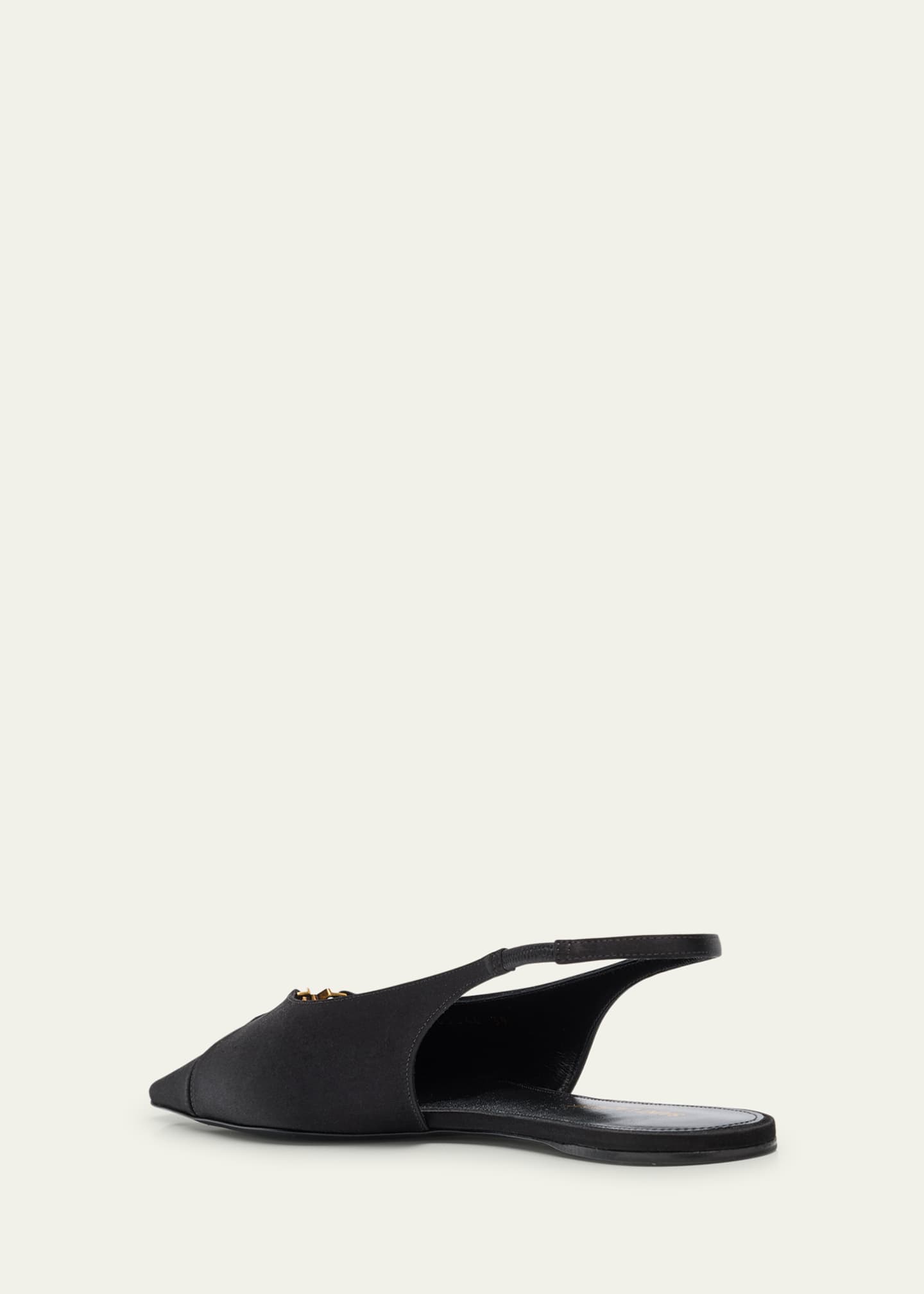 Saint Laurent Babylone Satin Slingback Ballerina Flats Image 3 of 5