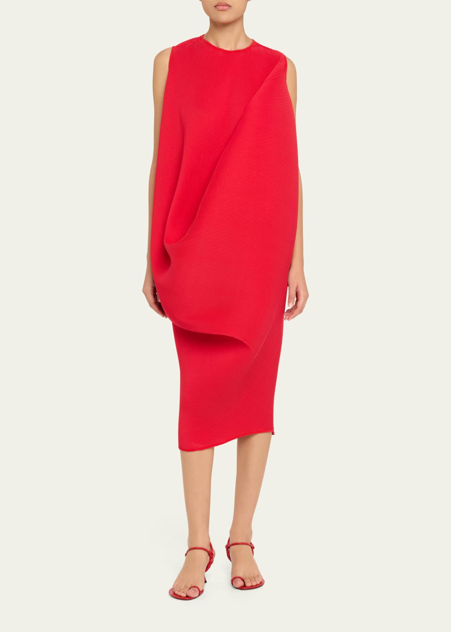 Melitta Baumeister Drape Pleated Sleeveless Midi Dress Image 2 of 5
