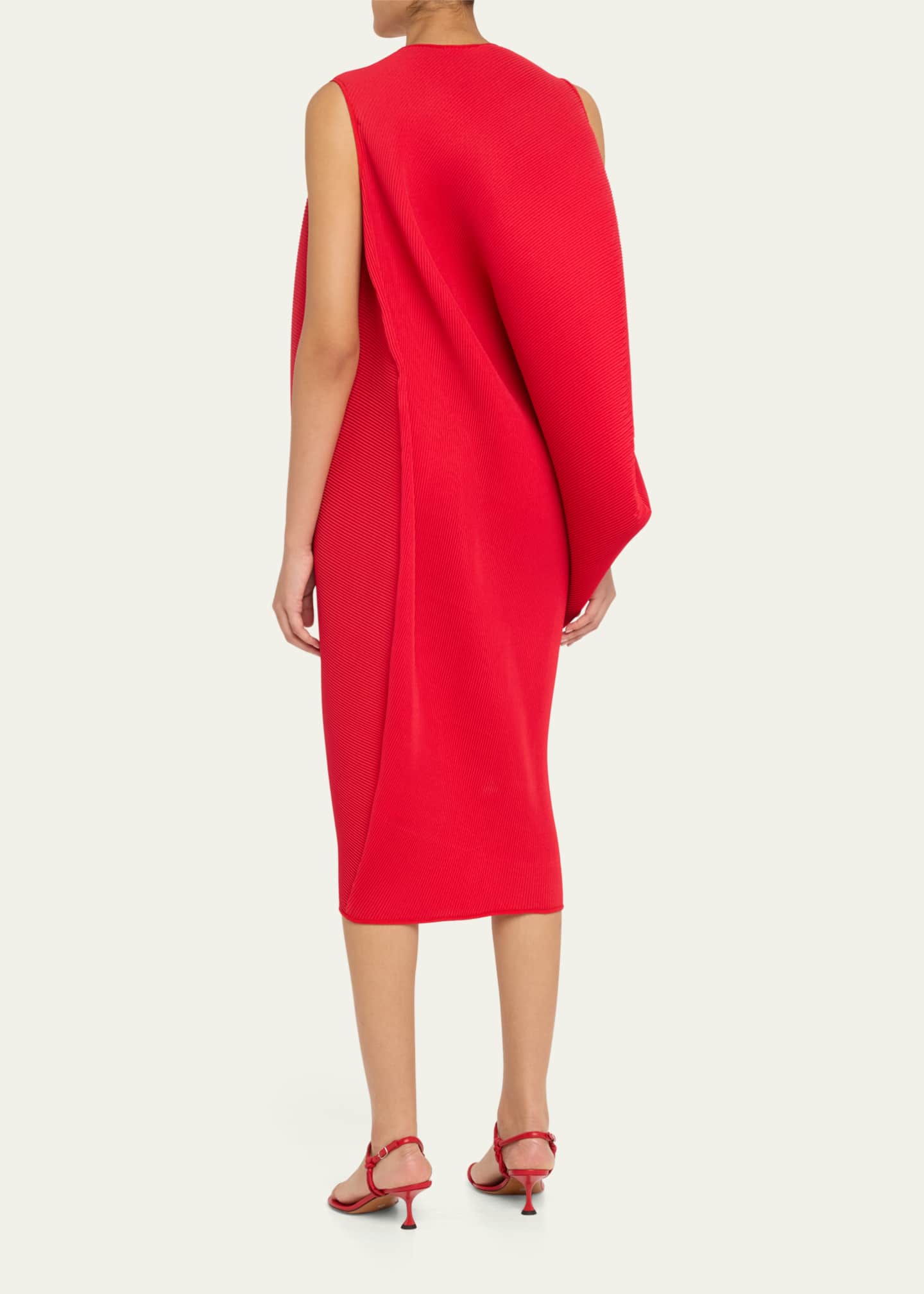 Melitta Baumeister Drape Pleated Sleeveless Midi Dress Image 3 of 5