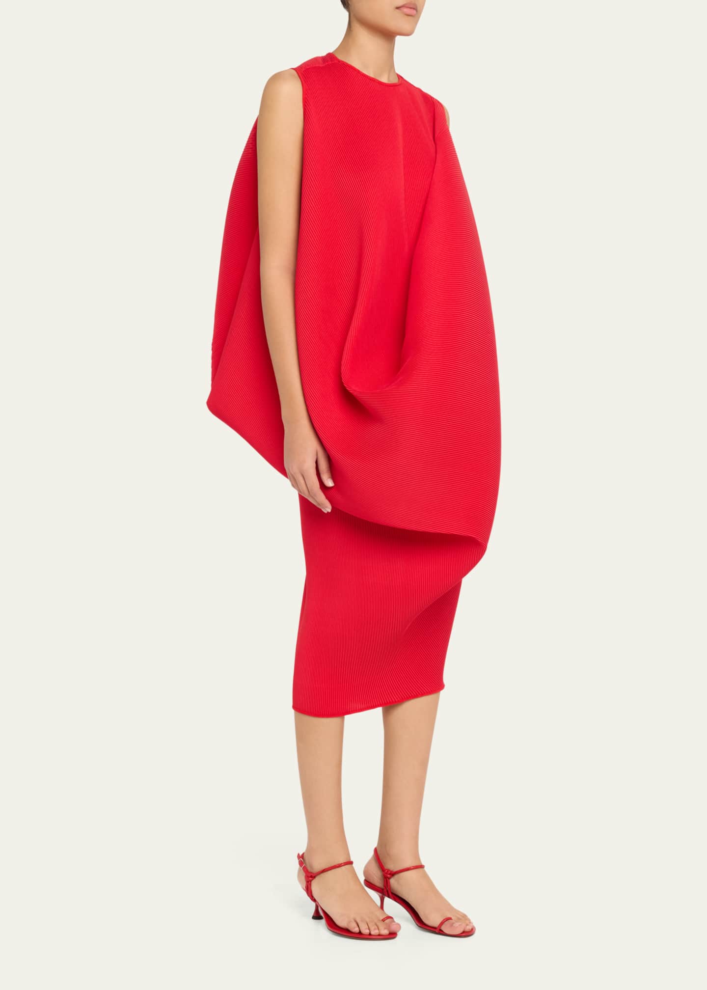 Melitta Baumeister Drape Pleated Sleeveless Midi Dress Image 4 of 5