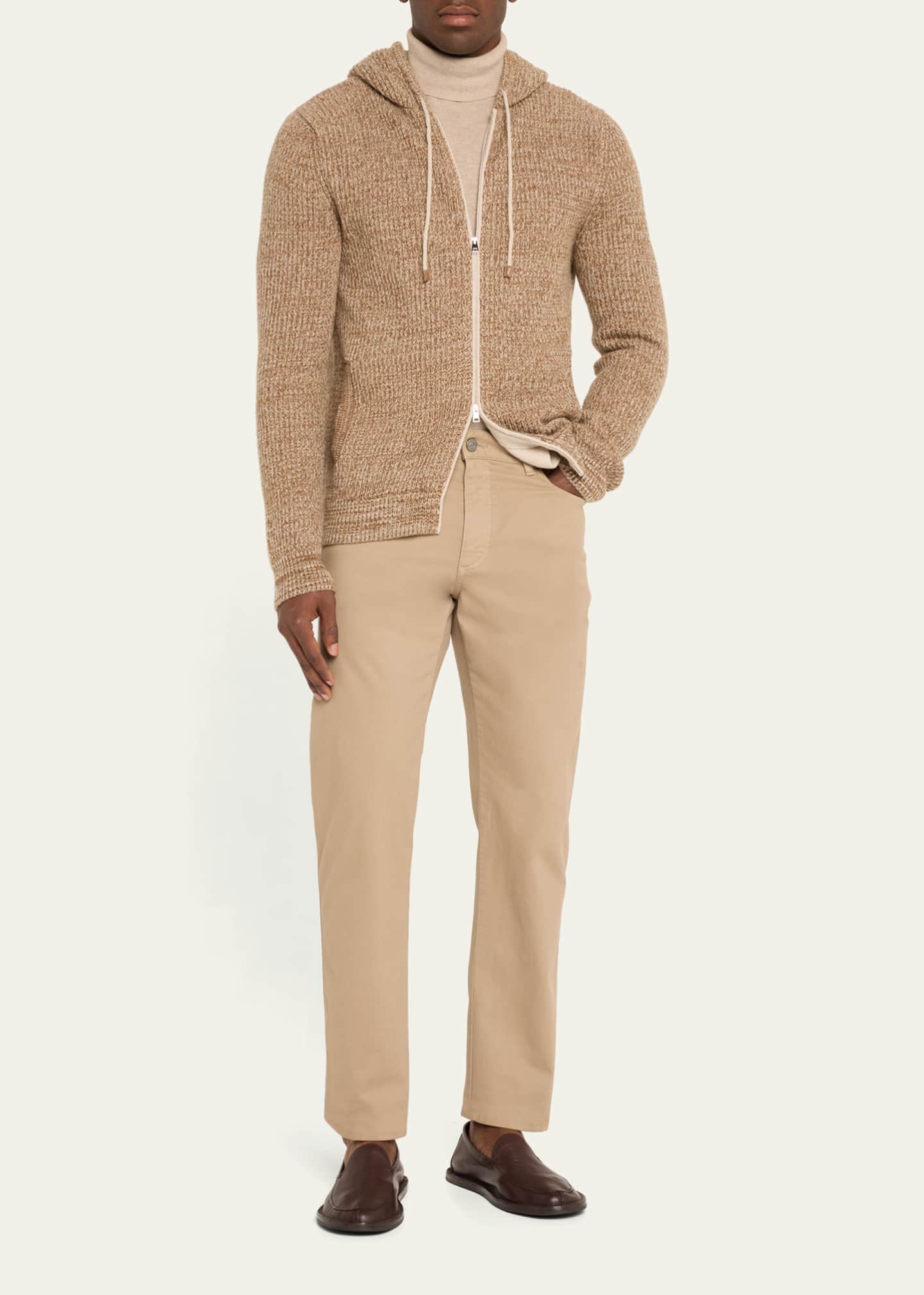 Bergdorf Goodman Men's Cashmere Rib Full-Zip Hoodie Image 2 of 5
