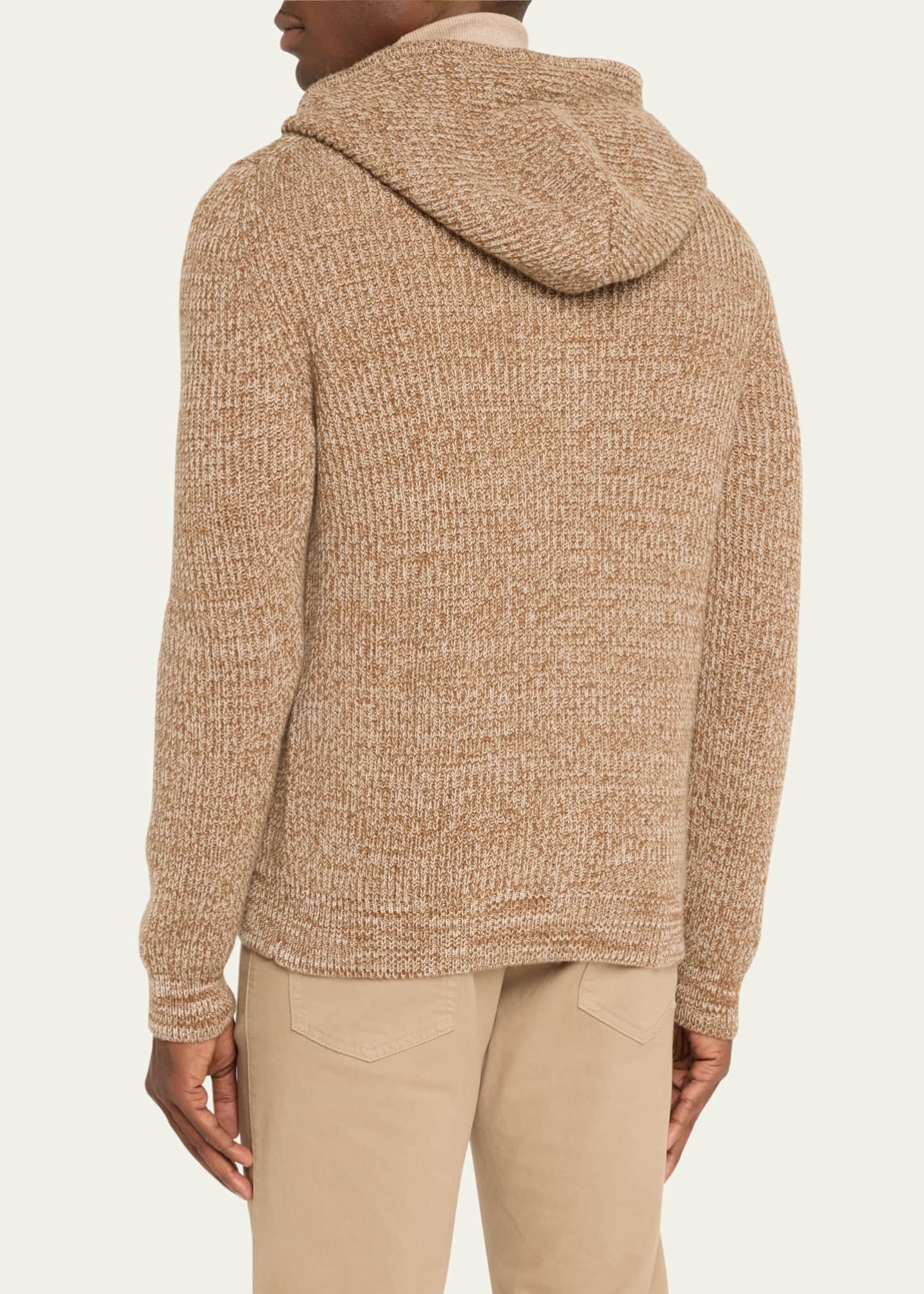 Bergdorf Goodman Men's Cashmere Rib Full-Zip Hoodie Image 3 of 5