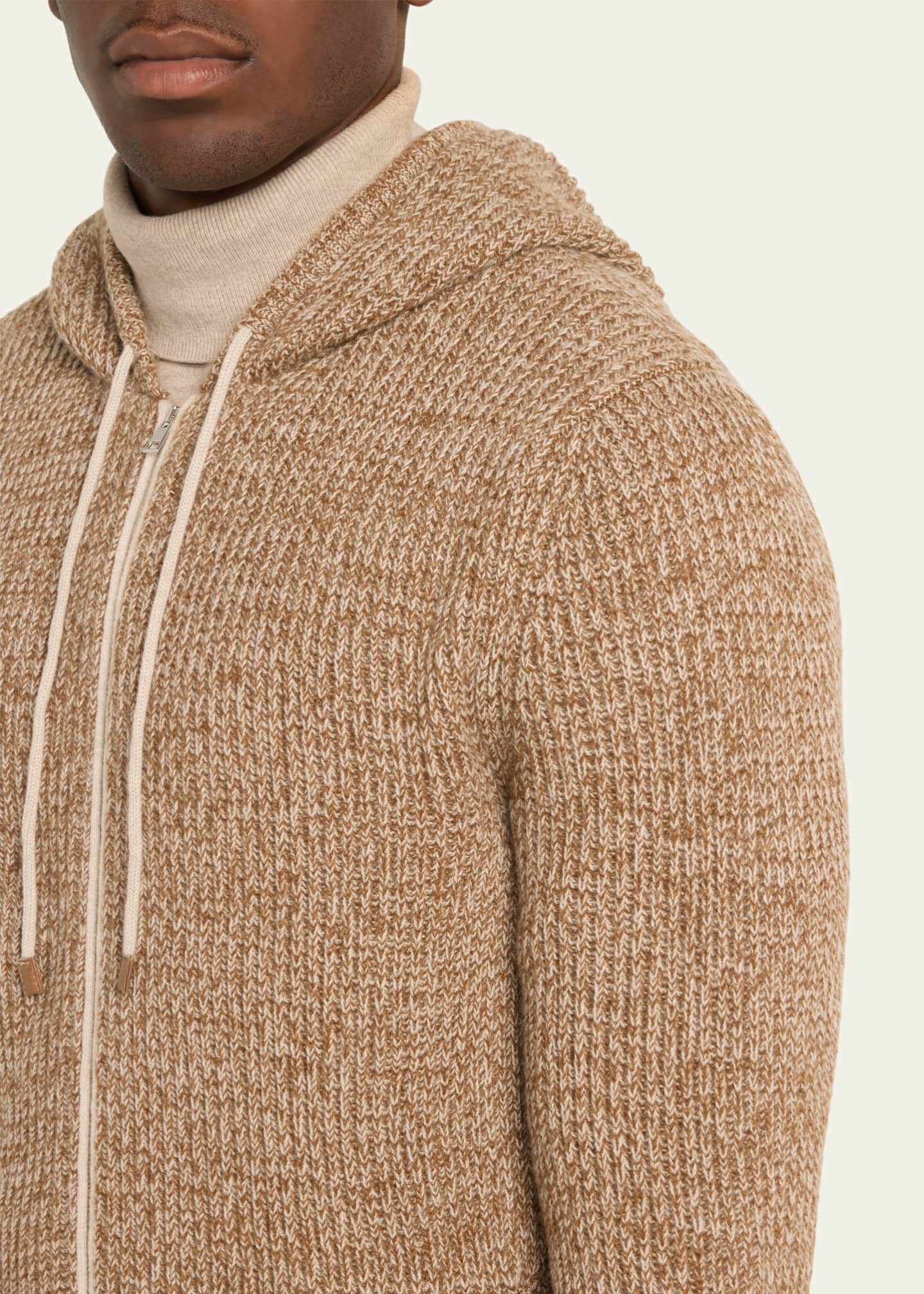 Bergdorf Goodman Men's Cashmere Rib Full-Zip Hoodie Image 5 of 5