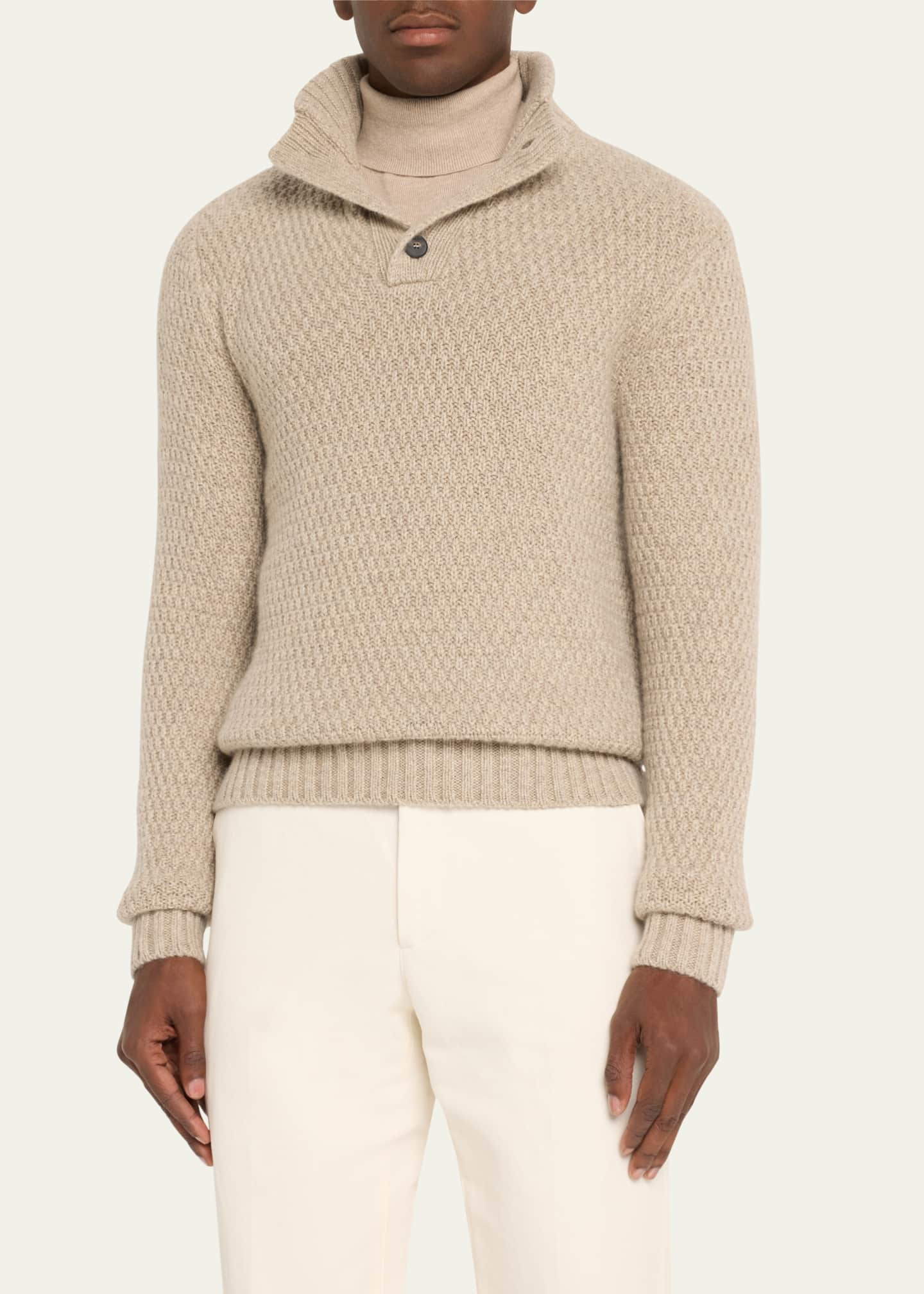 Bergdorf Goodman Men's Cashmere Mock Neck Sweater Image 4 of 5