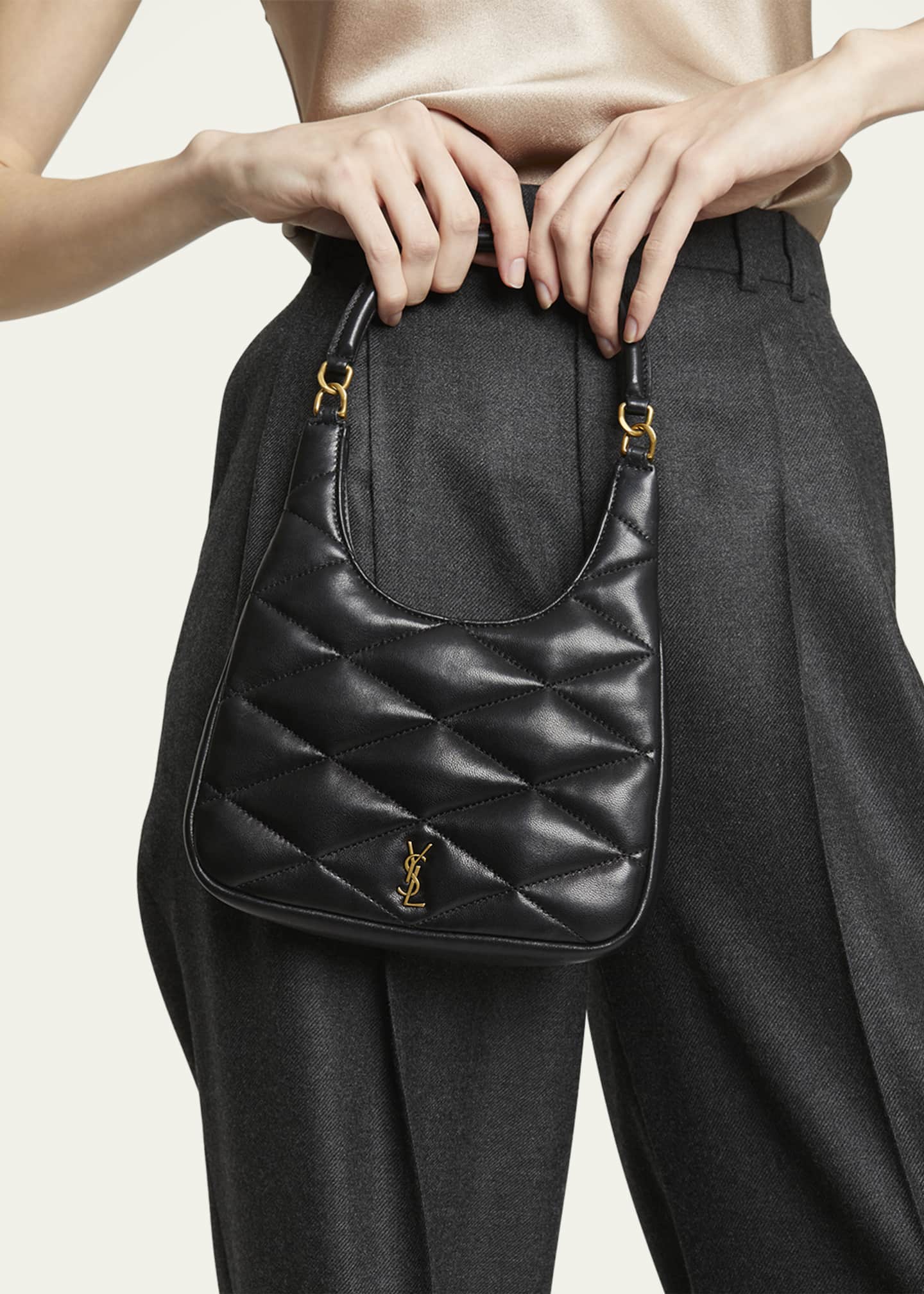 Saint Laurent Sade Mini YSL Hobo Bag in Quilted Lambskin Image 5 of 5