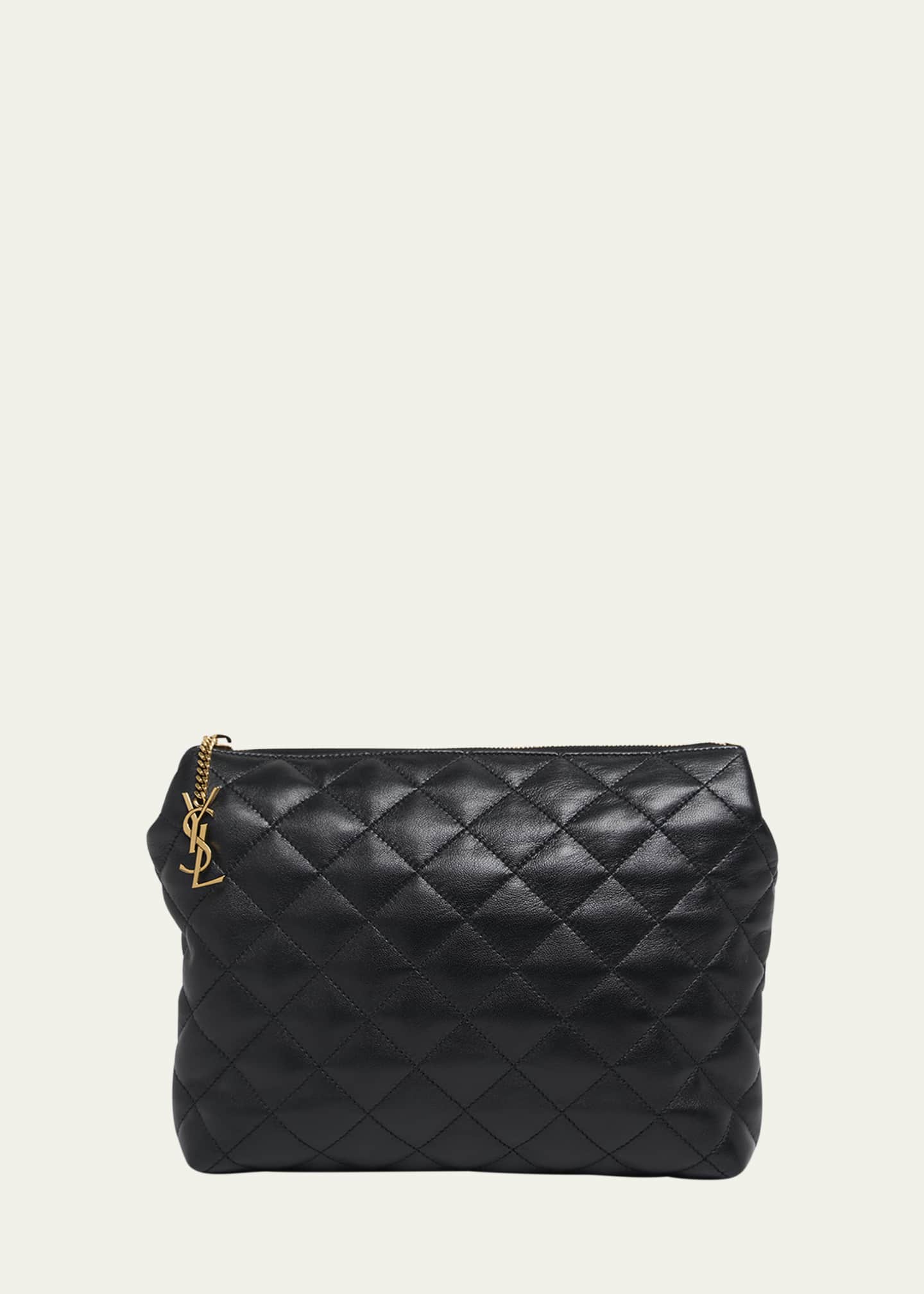 Saint Laurent Large Cosmetic Pouch in Lambskin Leather Image 1 of 5