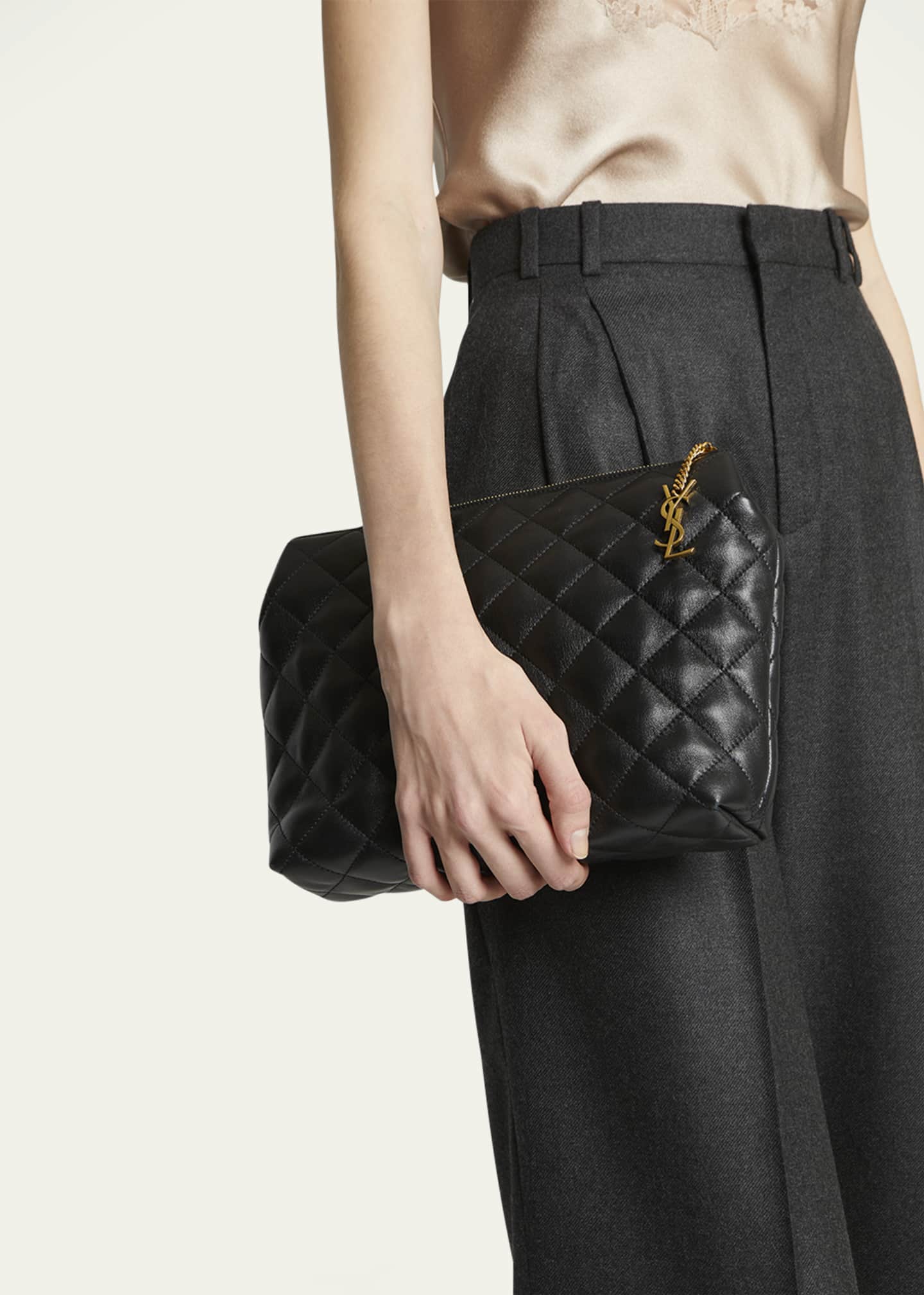 Saint Laurent Large Cosmetic Pouch in Lambskin Leather Image 5 of 5