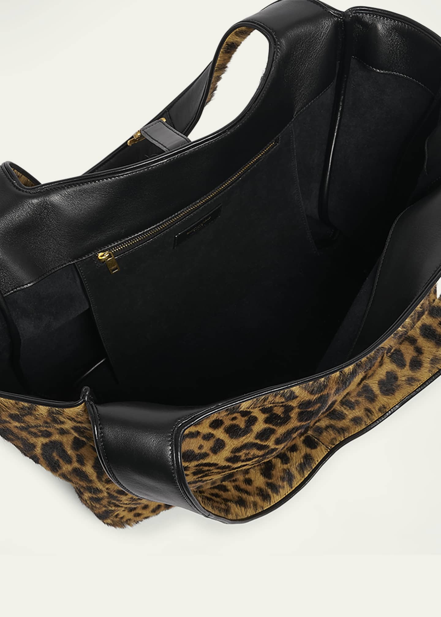 Saint Laurent Bea YSL Leopard-Print Tote Bag in Calf Hair and Leather Image 4 of 5
