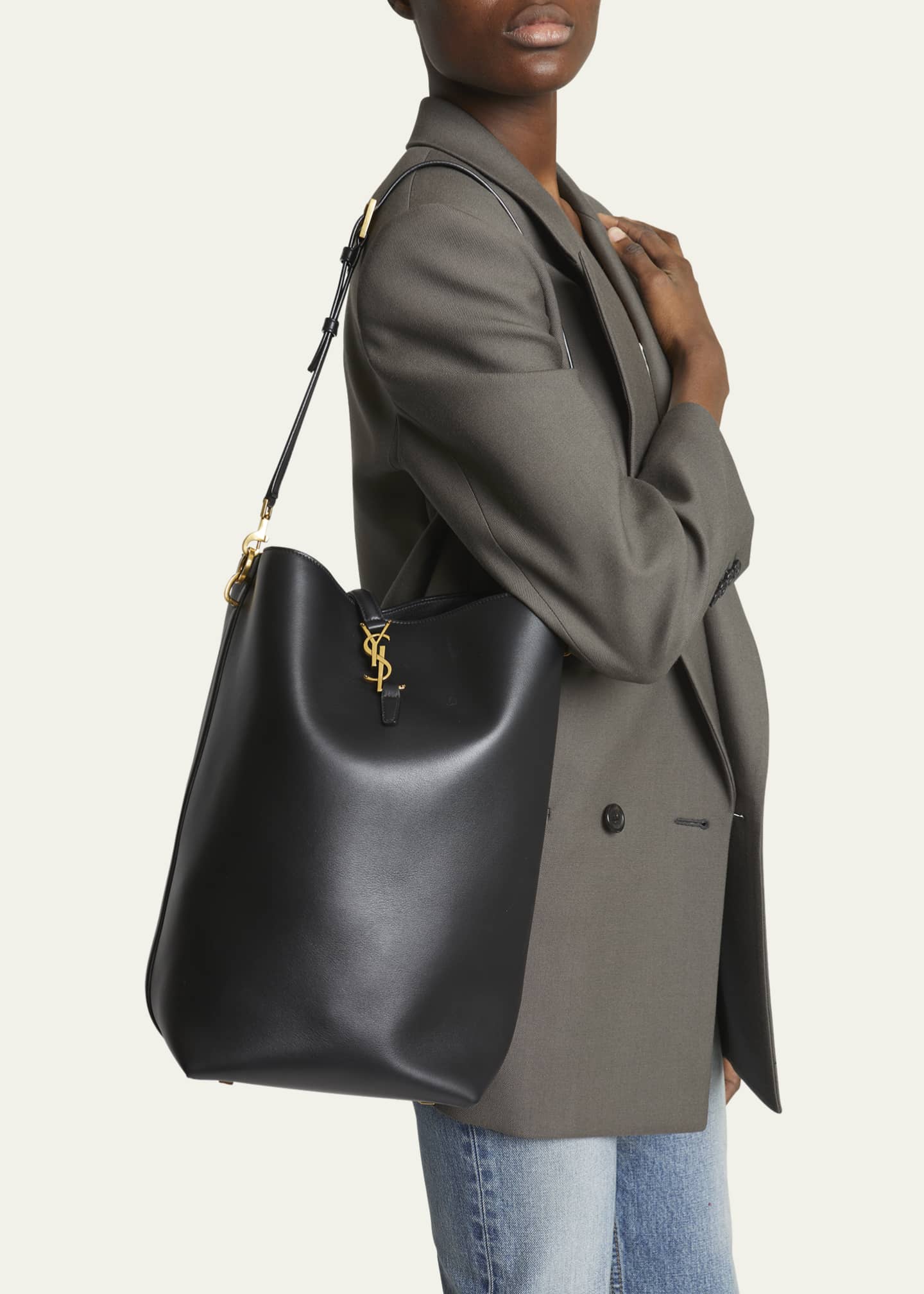 Saint Laurent Le 37 YSL Bucket Bag in Calfskin Leather