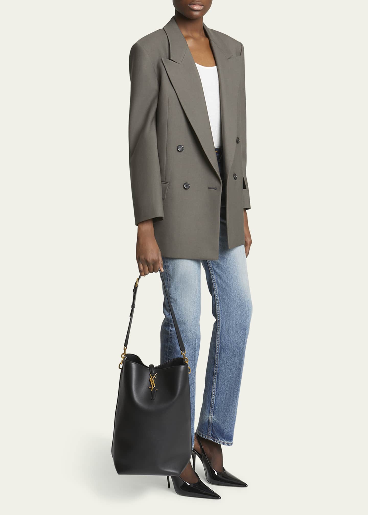 Saint Laurent Le 37 YSL Bucket Bag in Calfskin Leather