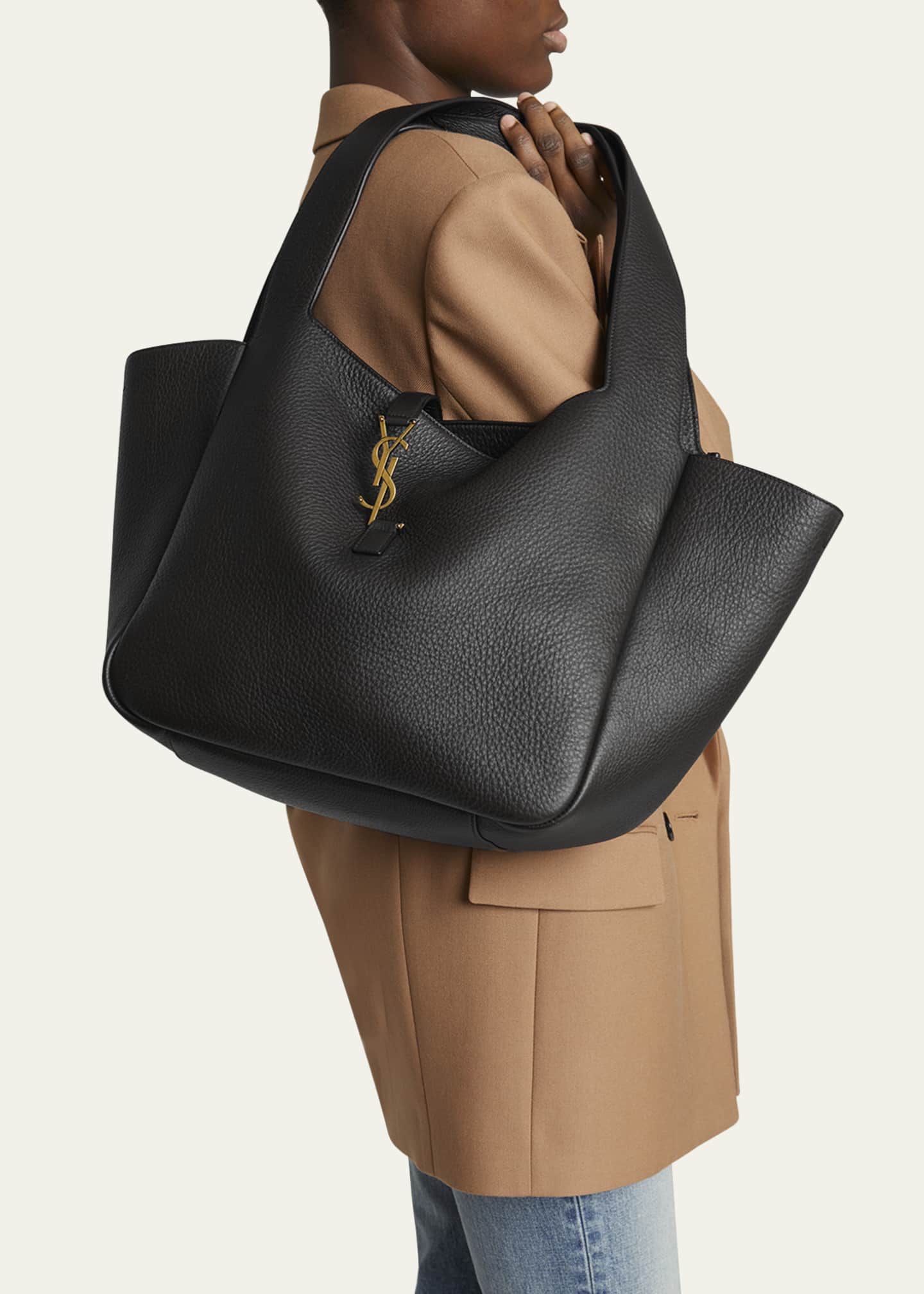 Saint Laurent Bea YSL Tote Bag in Deer Leather Image 5 of 6