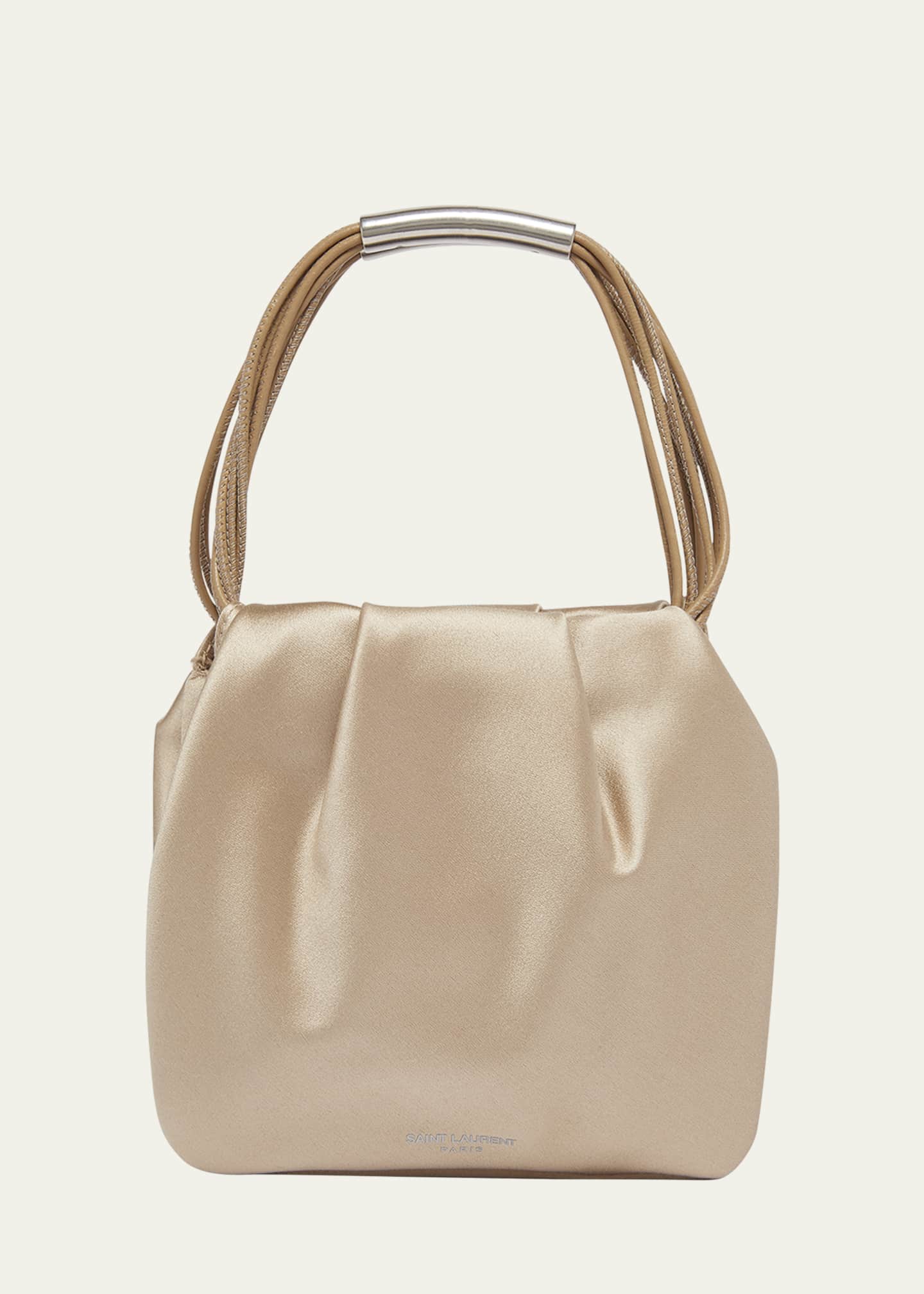 Saint Laurent Mini Pochon Satin Top-Handle Bag Image 1 of 5