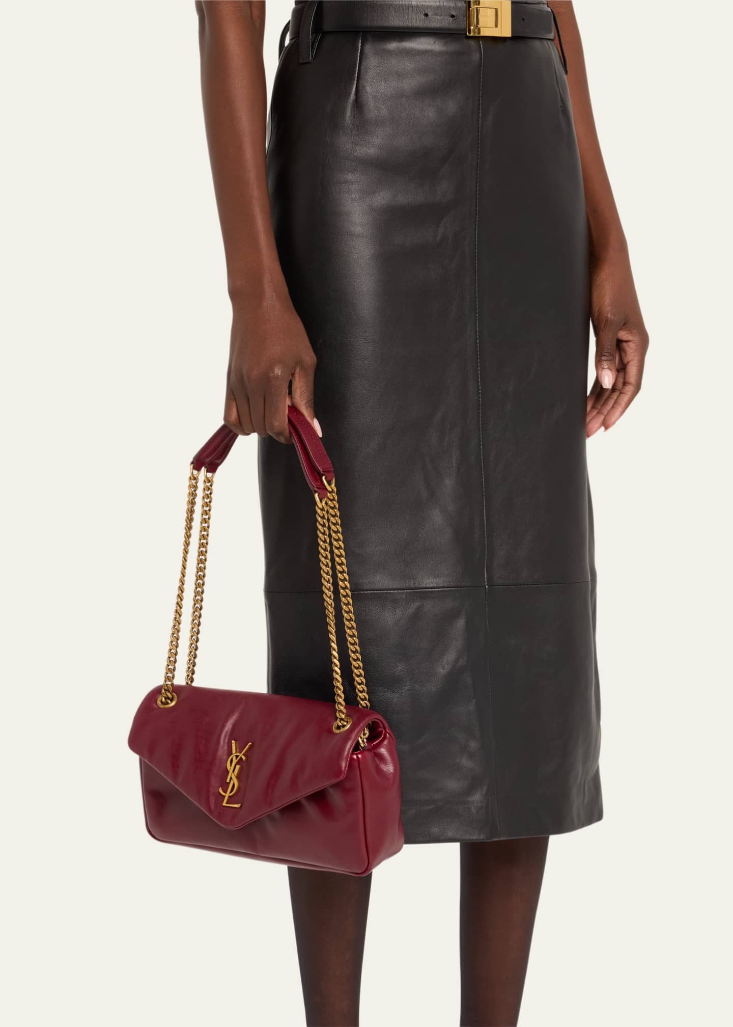 Calypso Small YSL Shoulder Bag in Smooth Padded Leather