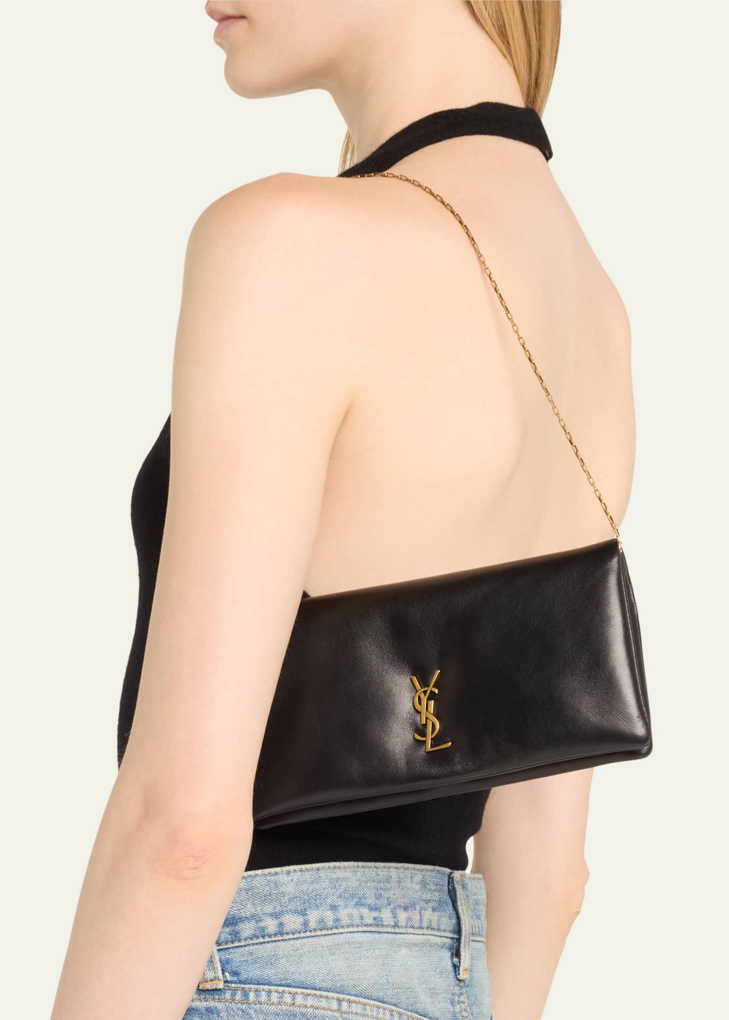 Saint Laurent Calypso Ysl Pouch Clutch Bag in Lambskin Leather Nero Women s Clutches Small Handbags Clutches Pouches Wristlets