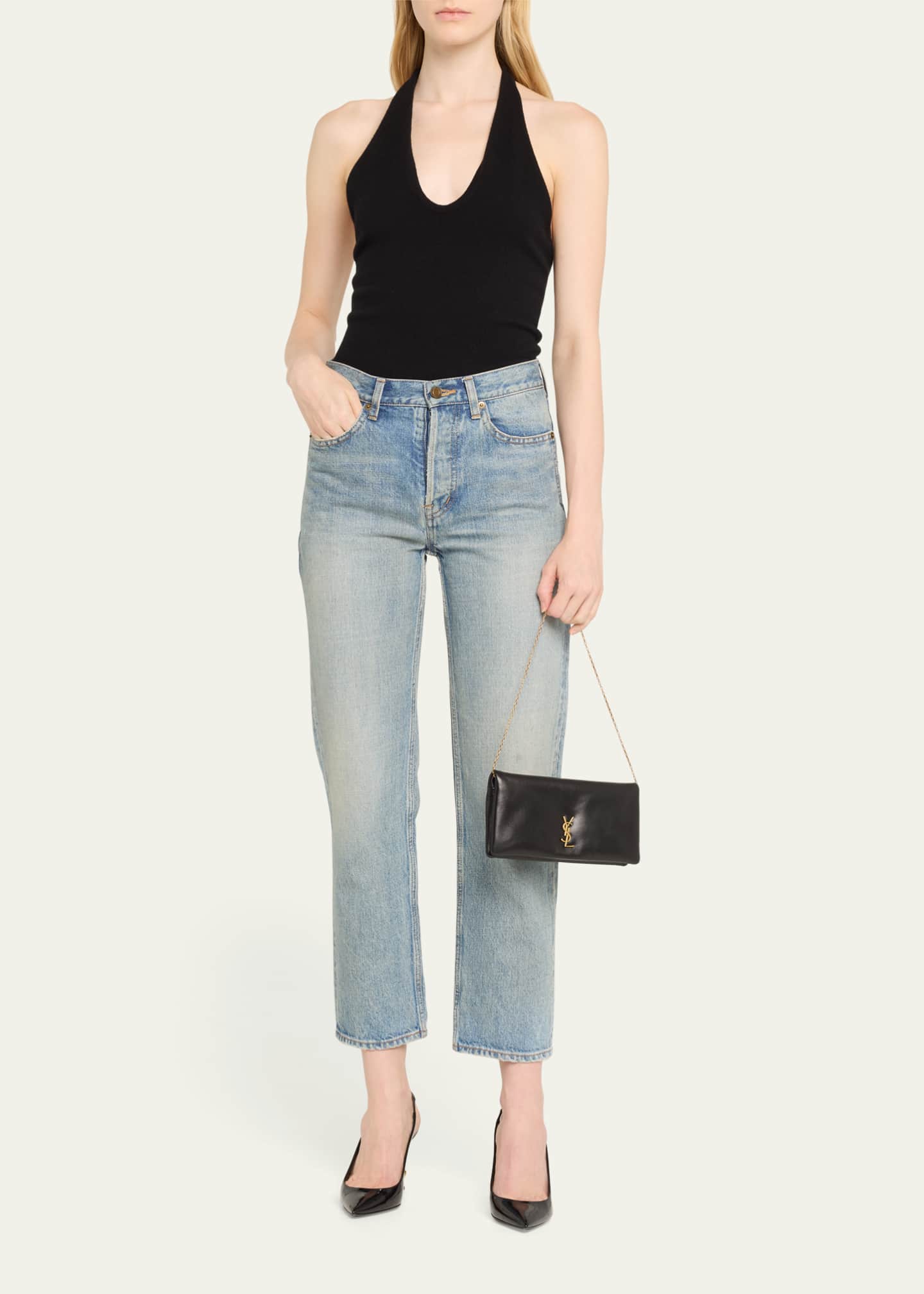 Saint Laurent Calypso YSL Pouch Clutch Bag in Lambskin Leather Image 3 of 4