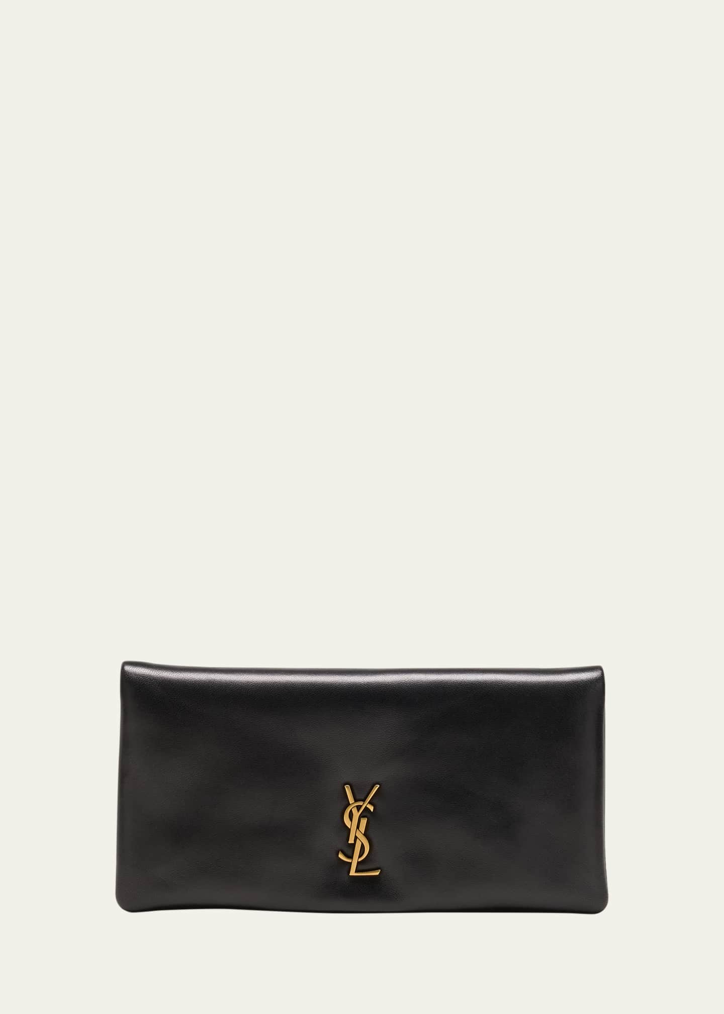 Saint Laurent Calypso YSL Pouch Clutch Bag in Lambskin Leather Image 1 of 4