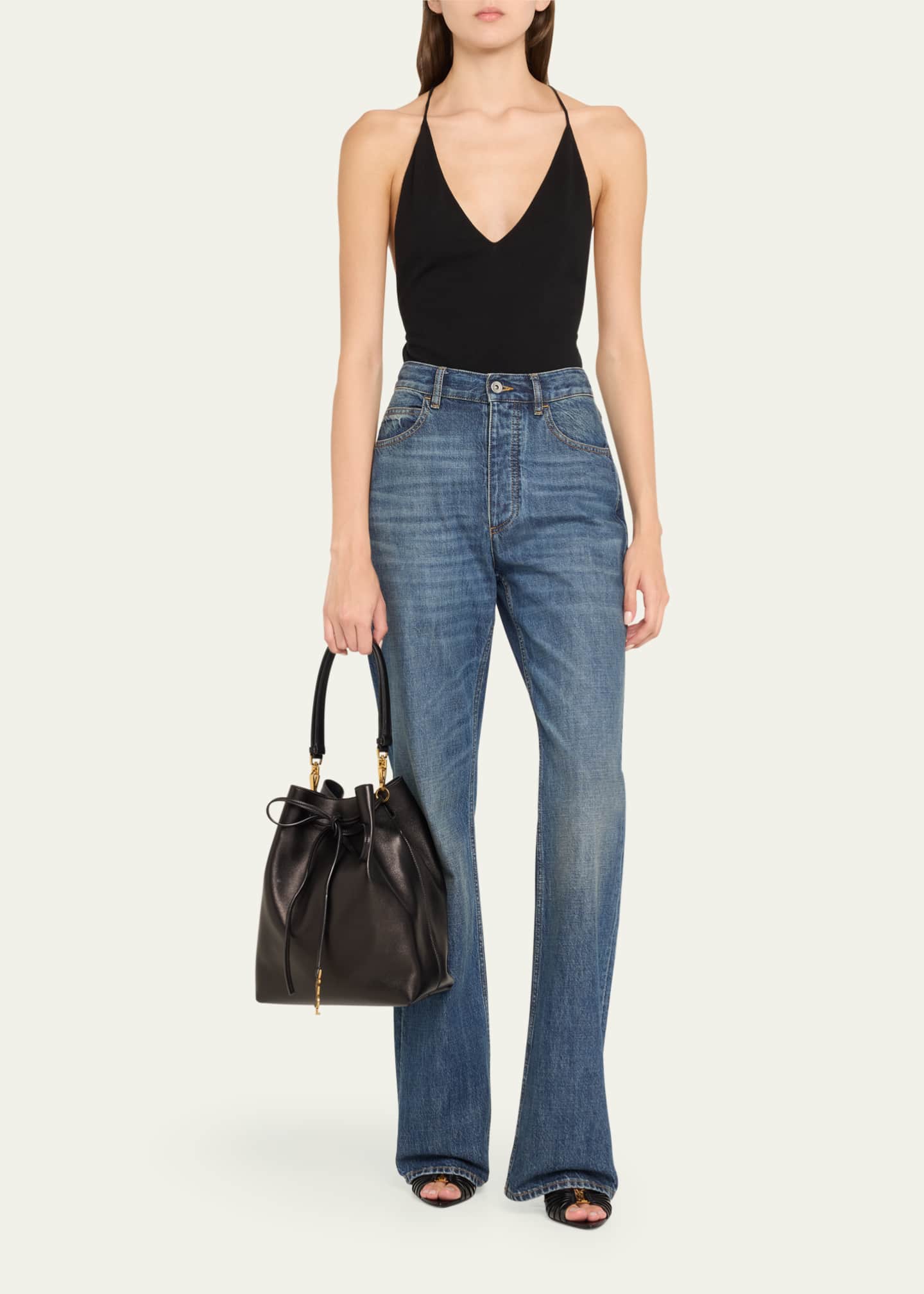 Saint Laurent Paris VII YSL Pochon Shoulder Bag in Lambskin Leather Image 5 of 5