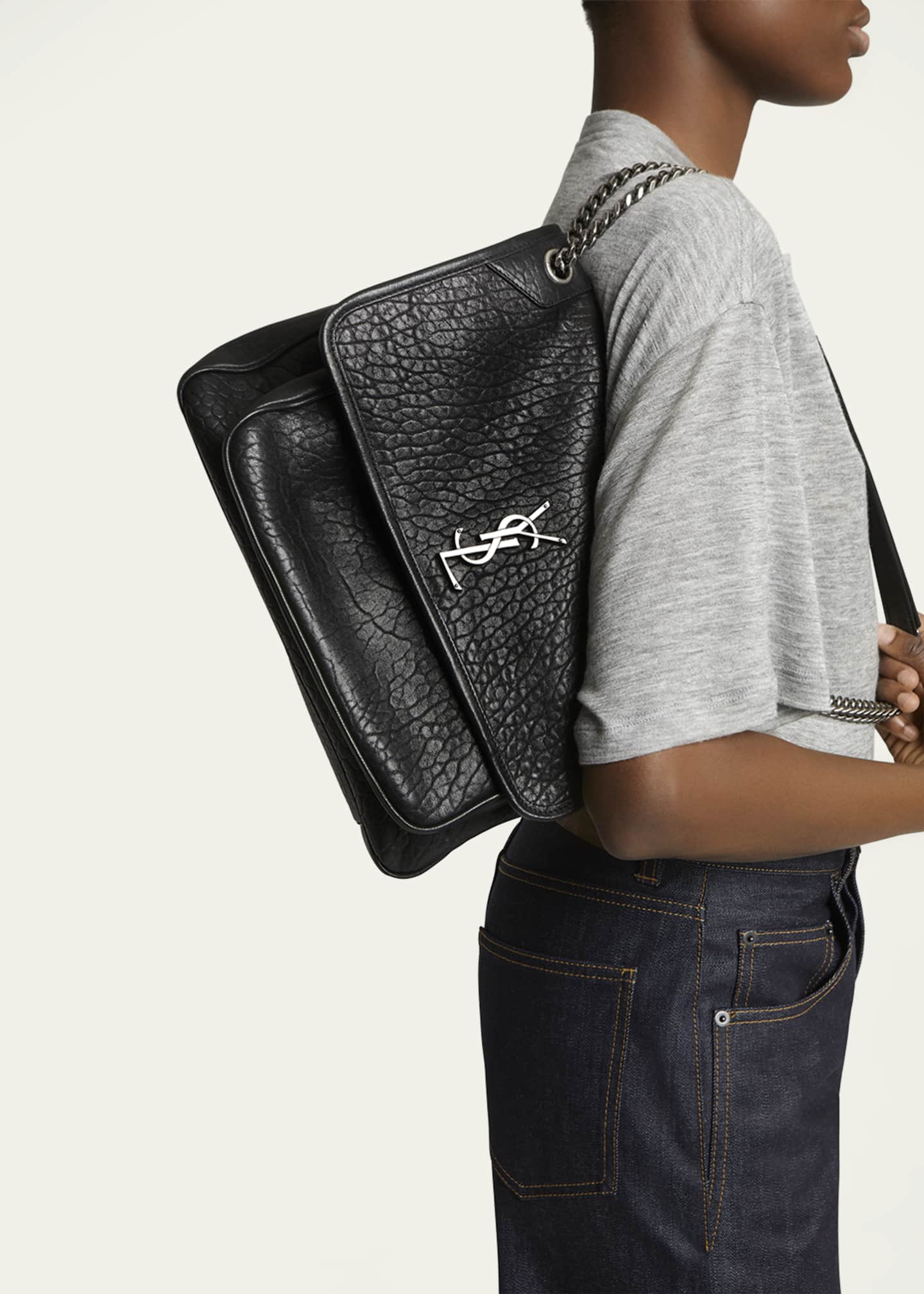 Saint Laurent Niki Large YSL Shoulder Bag in Lambskin Leather Image 2 of 5
