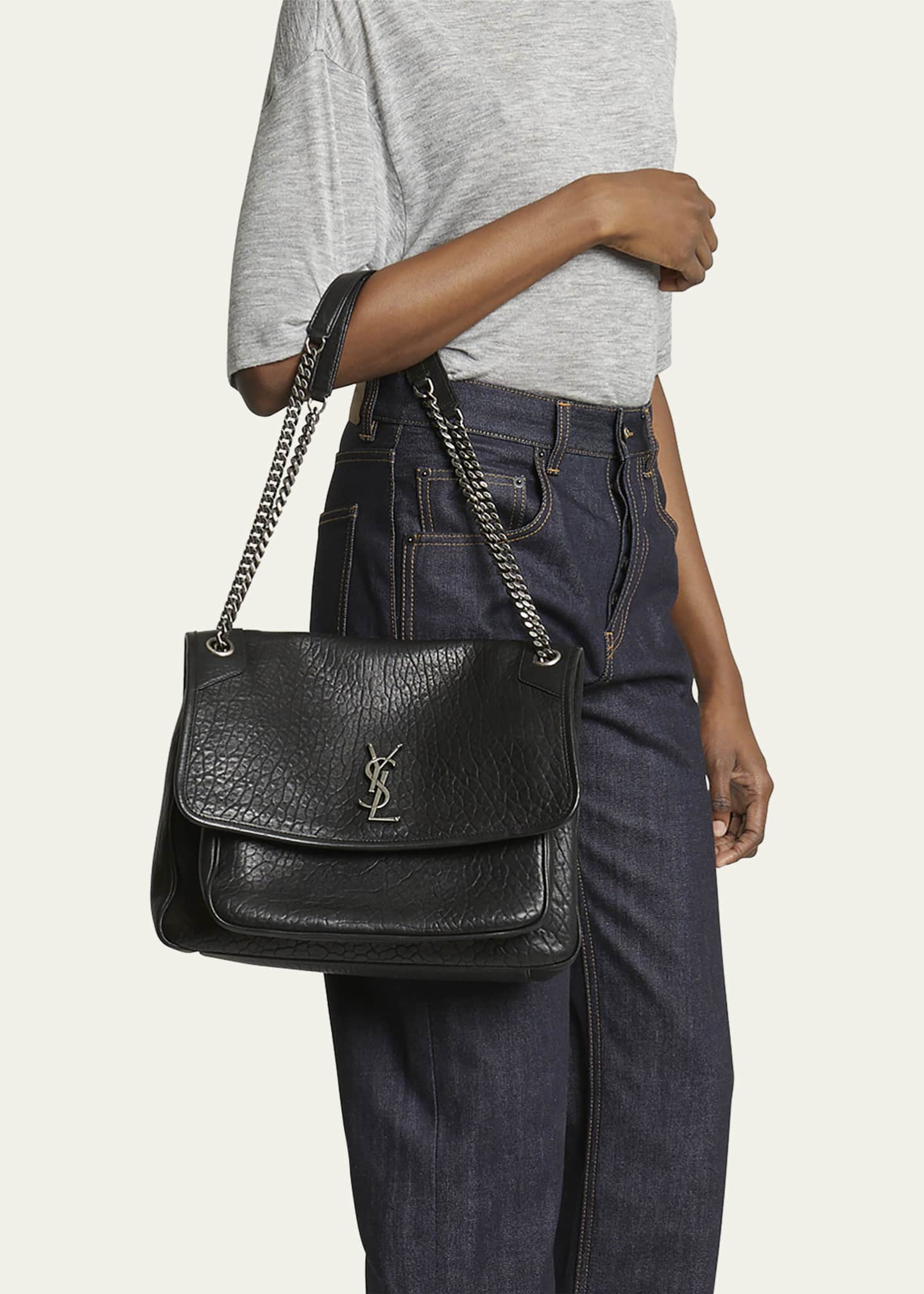 Saint Laurent Niki Large YSL Shoulder Bag in Lambskin Leather Image 5 of 5