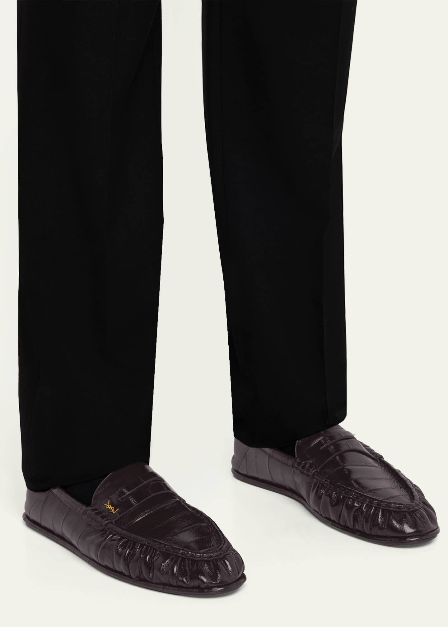 Saint Laurent Mens' Le Loafer Eel Penny Loafers Image 2 of 4