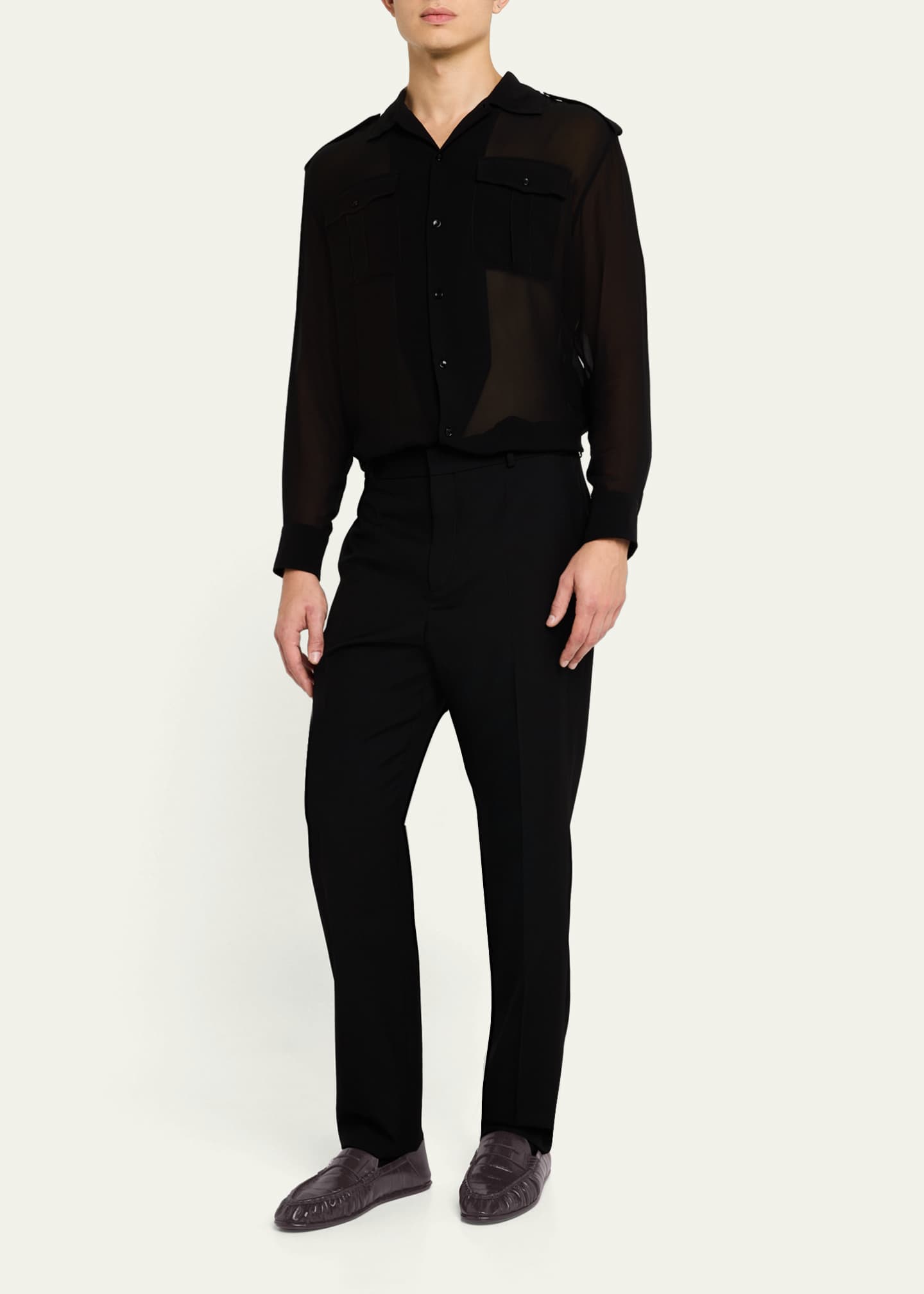 Saint Laurent Mens' Le Loafer Eel Penny Loafers Image 3 of 4